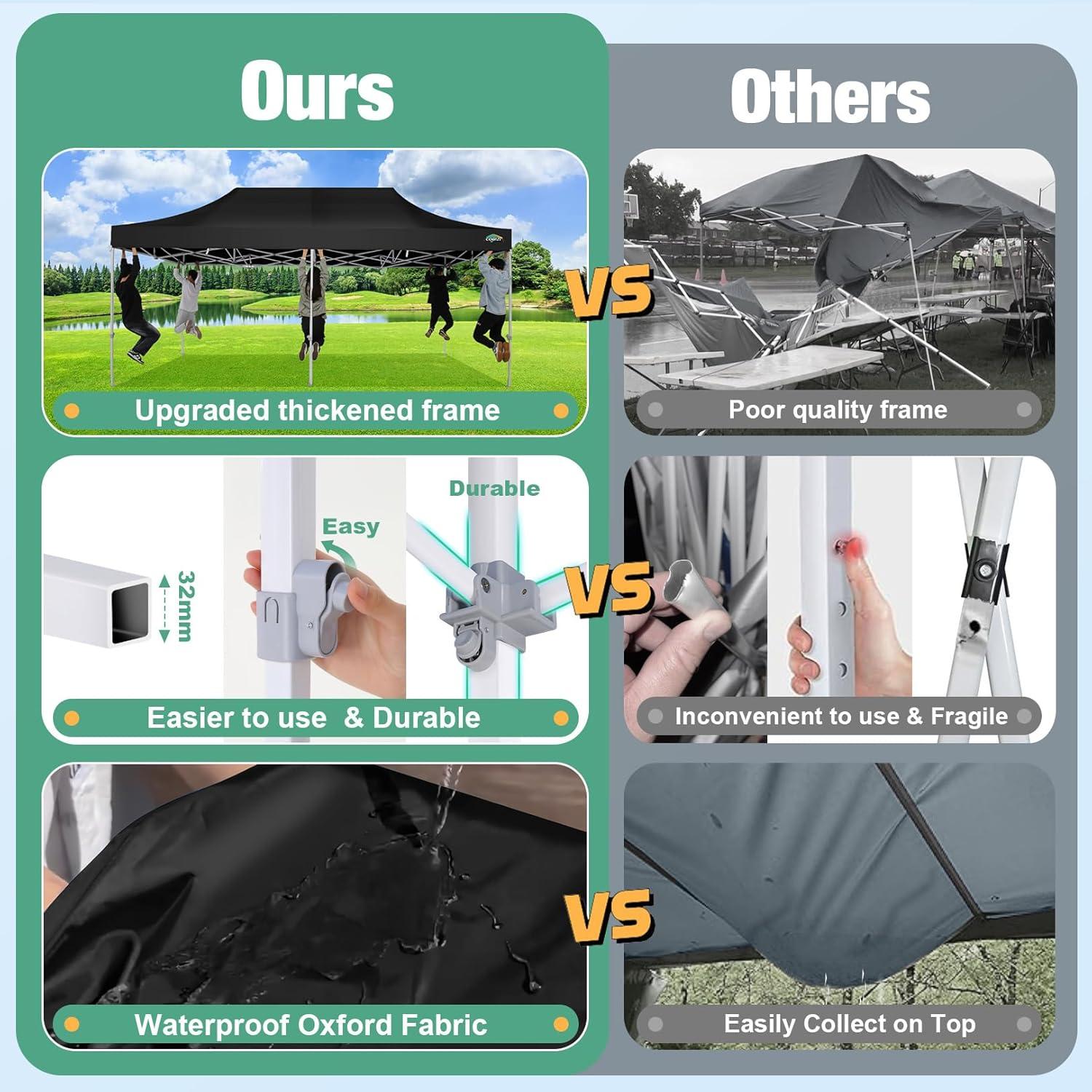 image:imageCOBIZI Canopy Tent 10x10 Heavy Duty Pop Up Gazebo with Netting ScreenedWaterproof Ez up Canopy with Sidewalls Outdoor Instant Screen House Tent for CampingBackyard Wedding BirthdayBlackBlack