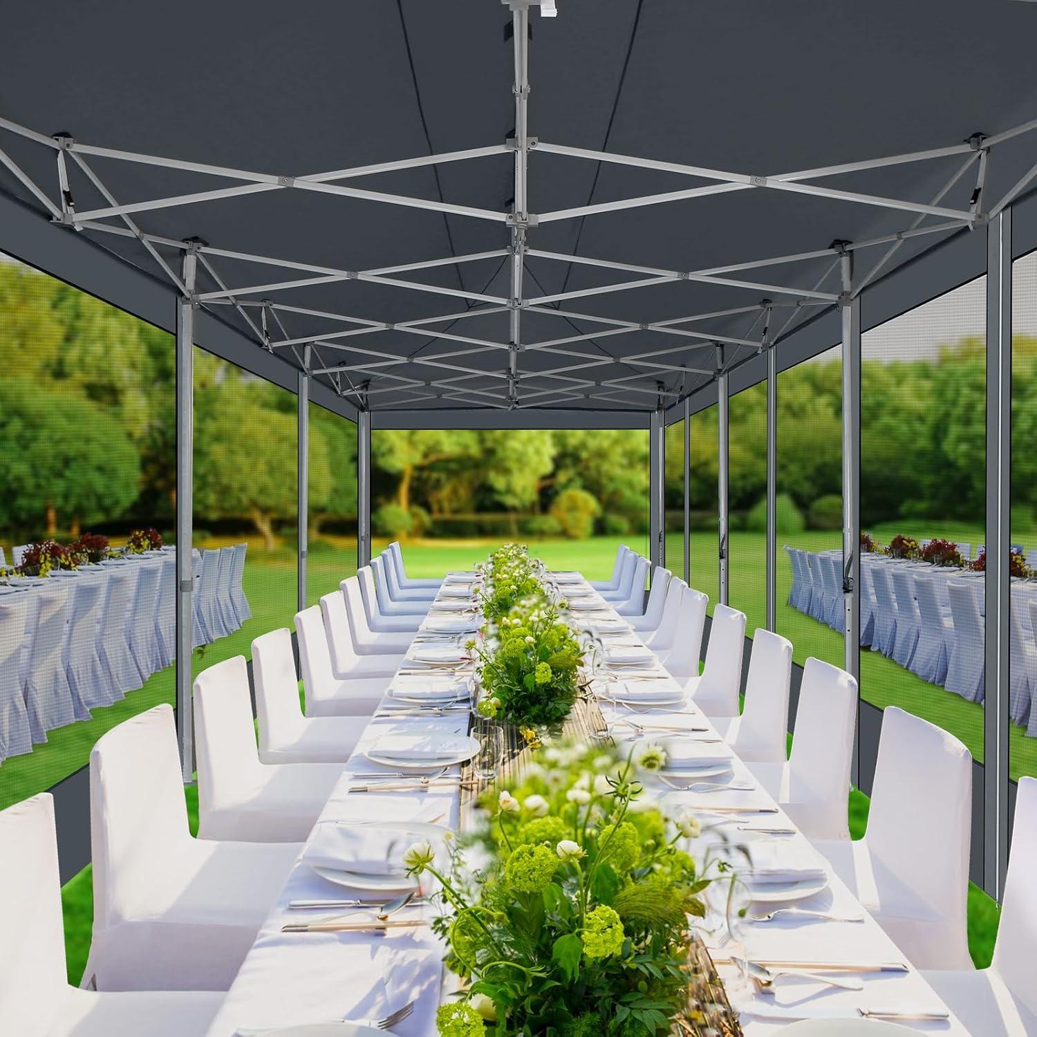 image:imageCOBIZI Canopy Tent 10x10 Heavy Duty Pop Up Gazebo with Netting ScreenedWaterproof Ez up Canopy with Sidewalls Outdoor Instant Screen House Tent for CampingBackyard Wedding BirthdayBlackGray