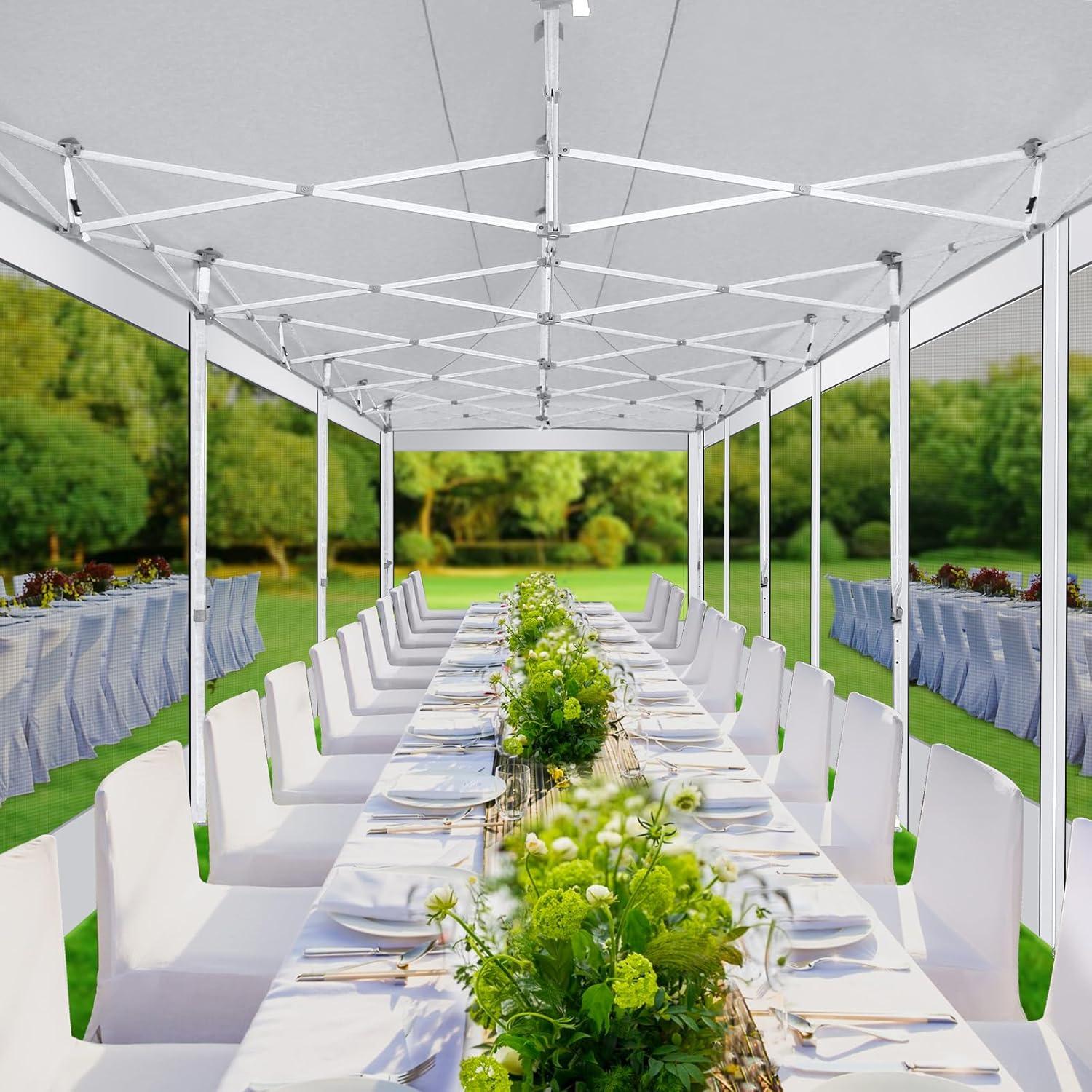 image:imageCOBIZI Canopy Tent 10x10 Heavy Duty Pop Up Gazebo with Netting ScreenedWaterproof Ez up Canopy with Sidewalls Outdoor Instant Screen House Tent for CampingBackyard Wedding BirthdayBlackWhite