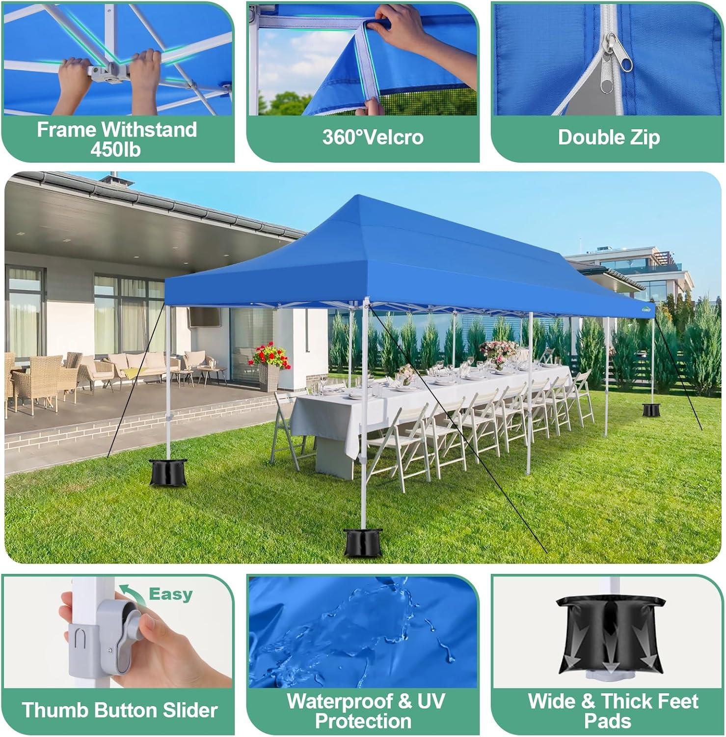 image:imageCOBIZI Canopy Tent 10x10 Heavy Duty Pop Up Gazebo with Netting ScreenedWaterproof Ez up Canopy with Sidewalls Outdoor Instant Screen House Tent for CampingBackyard Wedding BirthdayBlackBlue