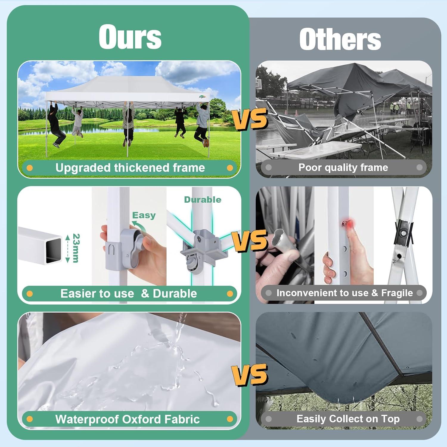 image:imageCOBIZI Canopy Tent 10x10 Heavy Duty Pop Up Gazebo with Netting ScreenedWaterproof Ez up Canopy with Sidewalls Outdoor Instant Screen House Tent for CampingBackyard Wedding BirthdayBlackWhite