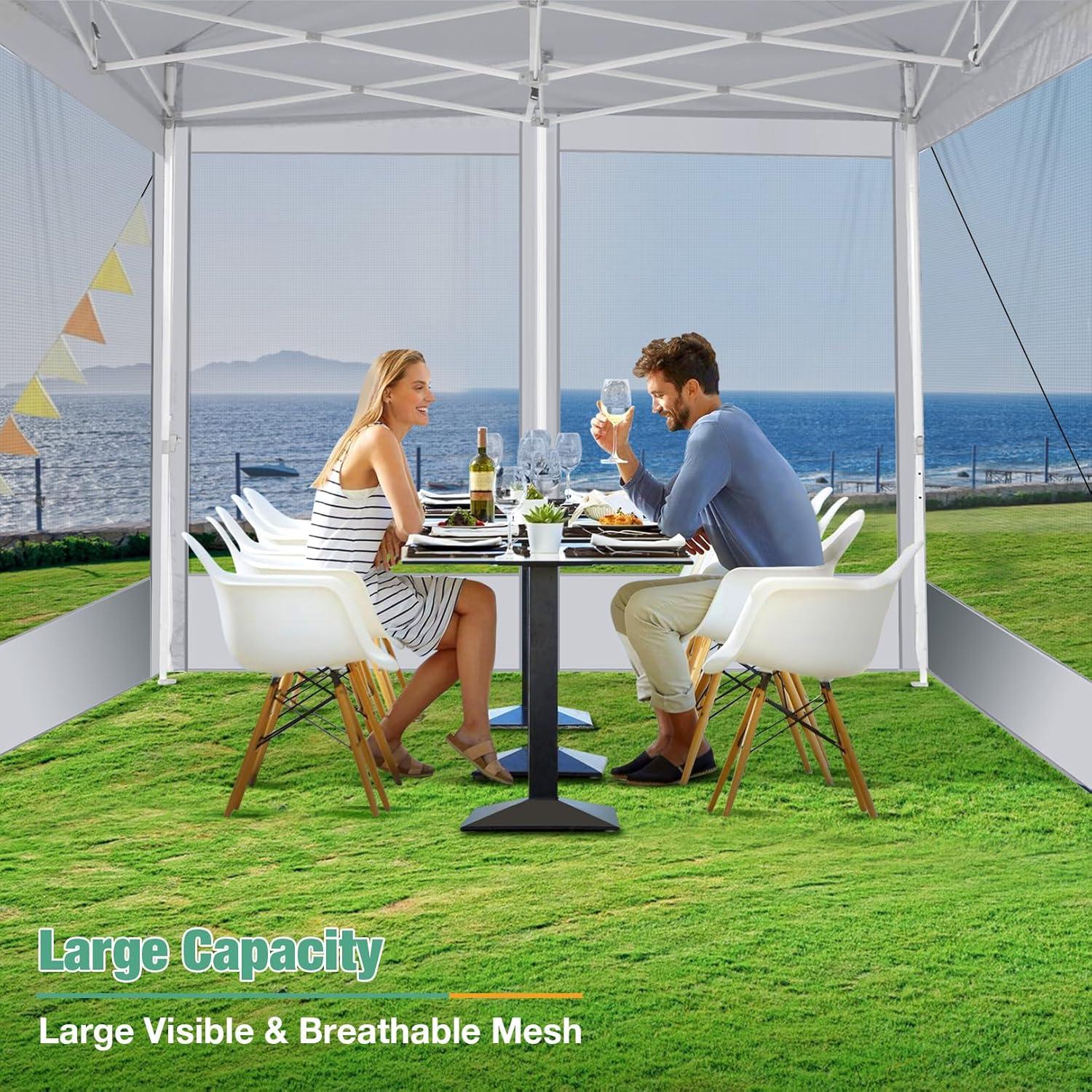 image:imageCOBIZI Canopy Tent 10x10 Heavy Duty Pop Up Gazebo with Netting ScreenedWaterproof Ez up Canopy with Sidewalls Outdoor Instant Screen House Tent for CampingBackyard Wedding BirthdayBlackWhite