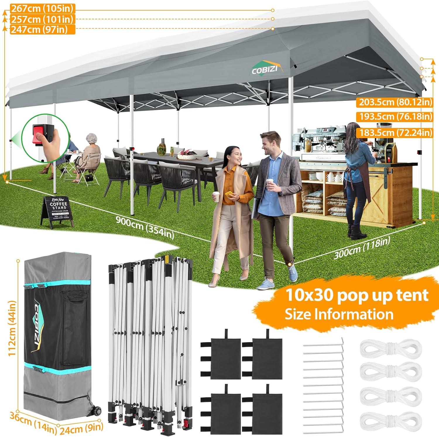 image:imageCOBIZI Canopy Tent 10x10 Pop Up Outdoor Canopies with 4 Sidewalls Waterproof Commercial Instant Gazebo Tents for Party Patio Backyard with 4 Sandbags 4 Stakes amp 8 Ropes WhiteGray