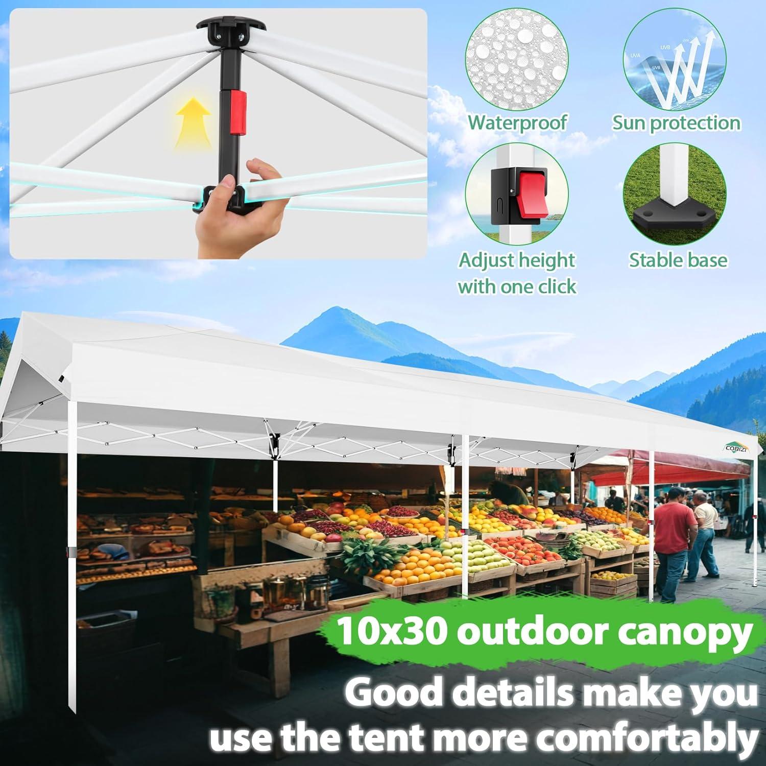 image:imageCOBIZI Canopy Tent 10x10 Pop Up Outdoor Canopies with 4 Sidewalls Waterproof Commercial Instant Gazebo Tents for Party Patio Backyard with 4 Sandbags 4 Stakes amp 8 Ropes GrayWhite