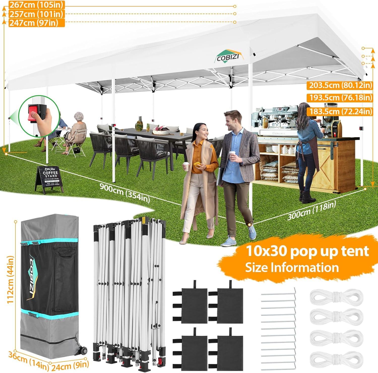image:imageCOBIZI Canopy Tent 10x10 Pop Up Outdoor Canopies with 4 Sidewalls Waterproof Commercial Instant Gazebo Tents for Party Patio Backyard with 4 Sandbags 4 Stakes amp 8 Ropes WhiteWhite