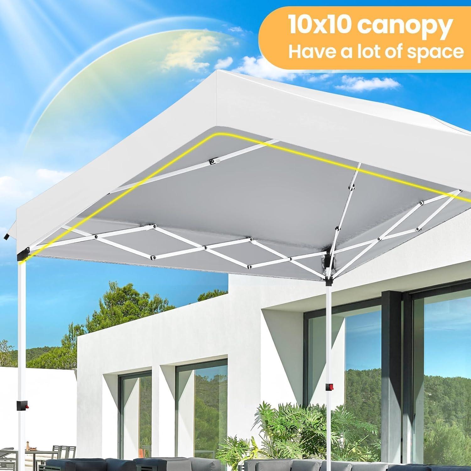 image:imageCOBIZI Canopy Tent 10x10 Pop Up Outdoor Canopies with 4 Sidewalls Waterproof Commercial Instant Gazebo Tents for Party Patio Backyard with 4 Sandbags 4 Stakes amp 8 Ropes GrayWhite