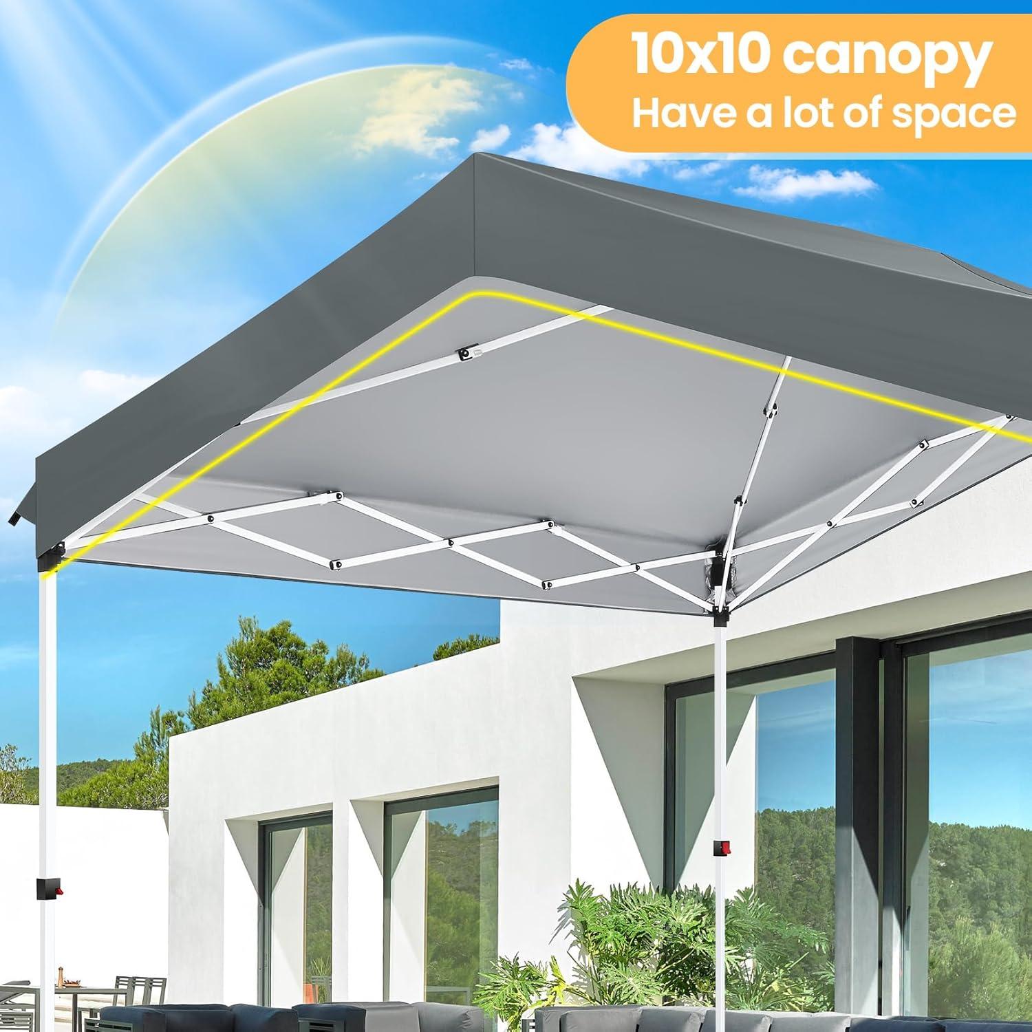 image:imageCOBIZI Canopy Tent 10x10 Pop Up Outdoor Canopies with 4 Sidewalls Waterproof Commercial Instant Gazebo Tents for Party Patio Backyard with 4 Sandbags 4 Stakes amp 8 Ropes WhiteGray
