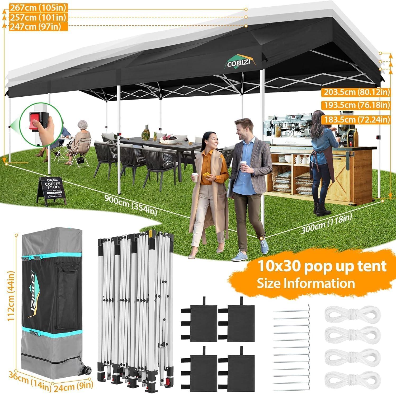 image:imageCOBIZI Canopy Tent 10x10 Pop Up Outdoor Canopies with 4 Sidewalls Waterproof Commercial Instant Gazebo Tents for Party Patio Backyard with 4 Sandbags 4 Stakes amp 8 Ropes WhiteBlack