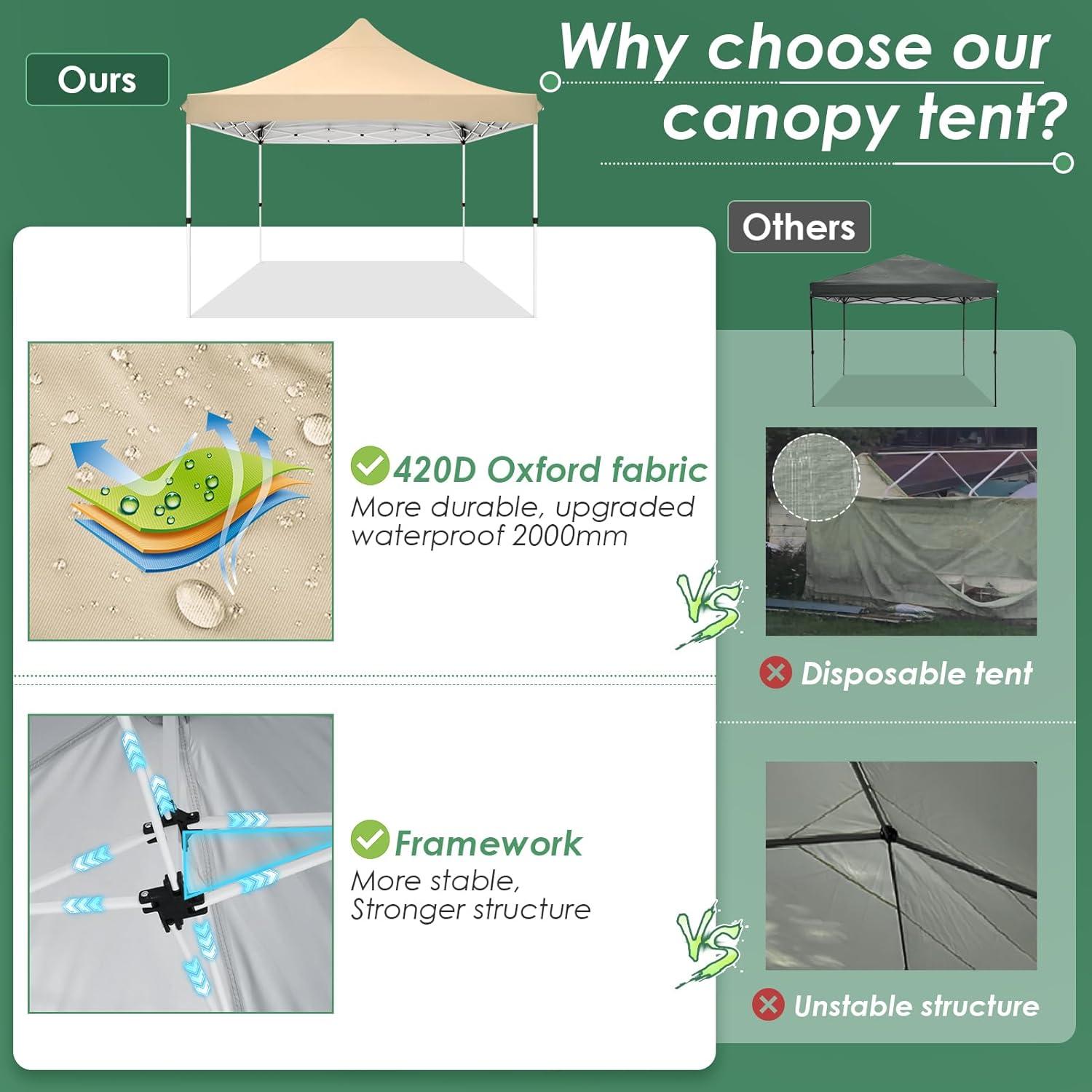 image:imageCOBIZI Canopy Tent 10x30 Pop Up Canopy with 8 Removable Sidewalls Party Tents for Parties Wedding Patio Commercial Waterproof and UV50 Ez Outdoor Instant Gazebo with Roller Bag amp 4 SandbagsWhiteKhaki
