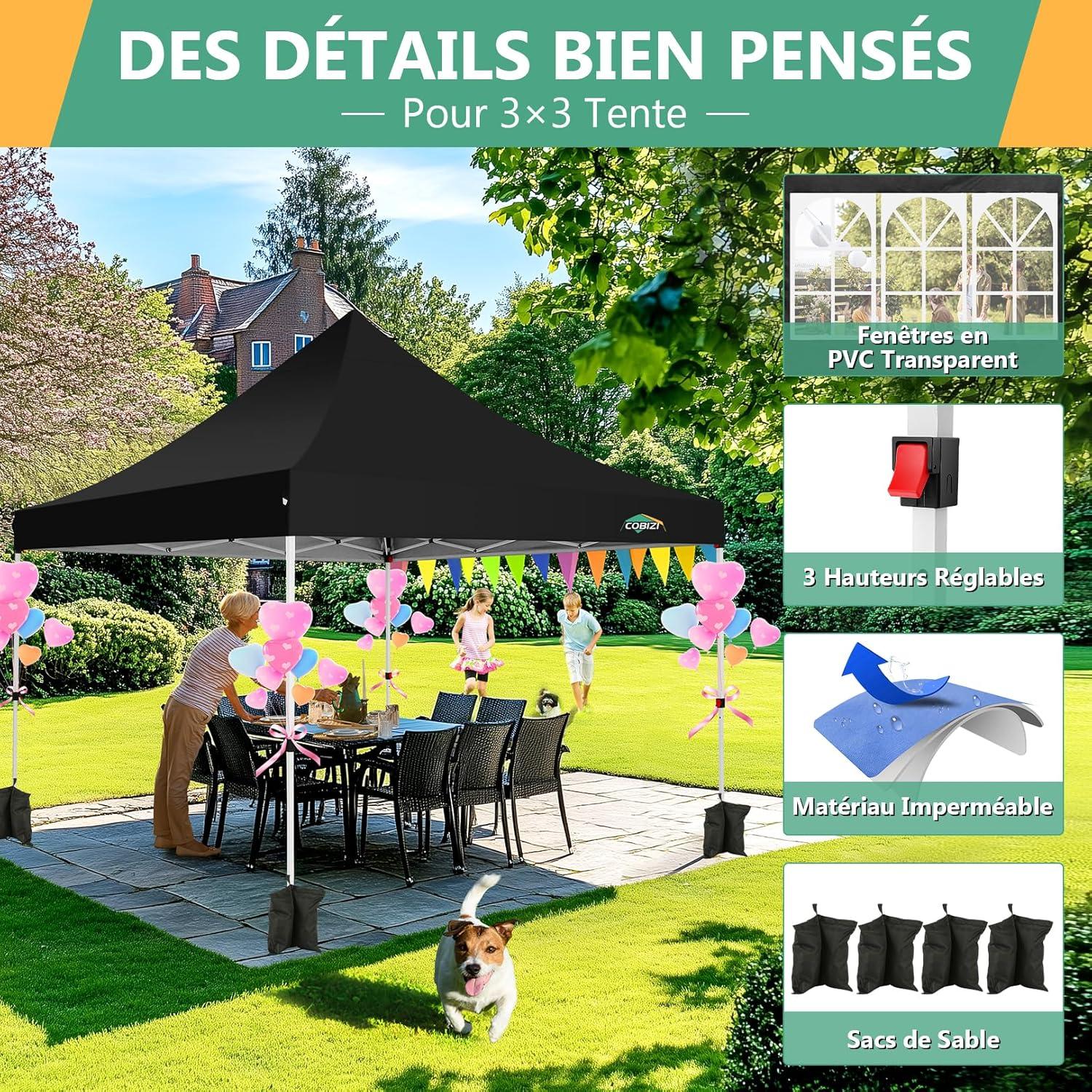 image:imageCOBIZI Canopy Tent 10x30 Pop Up Canopy with 8 Removable Sidewalls Party Tents for Parties Wedding Patio Commercial Waterproof and UV50 Ez Outdoor Instant Gazebo with Roller Bag amp 4 SandbagsWhiteBlack