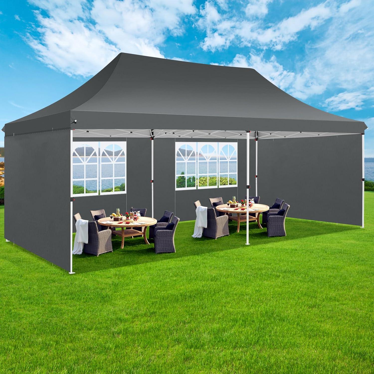 image:imageCOBIZI Canopy Tent 10x30 Pop Up Canopy with 8 Removable Sidewalls Party Tents for Parties Wedding Patio Commercial Waterproof and UV50 Ez Outdoor Instant Gazebo with Roller Bag amp 4 SandbagsWhiteGray