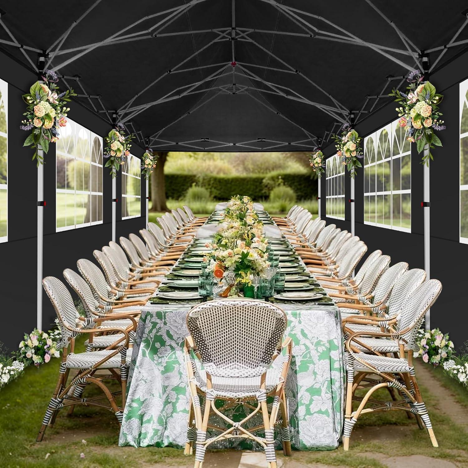 image:imageCOBIZI Canopy Tent 10x30 Pop Up Canopy with 8 Removable Sidewalls Party Tents for Parties Wedding Patio Commercial Waterproof and UV50 Ez Outdoor Instant Gazebo with Roller Bag amp 4 SandbagsWhiteBlack