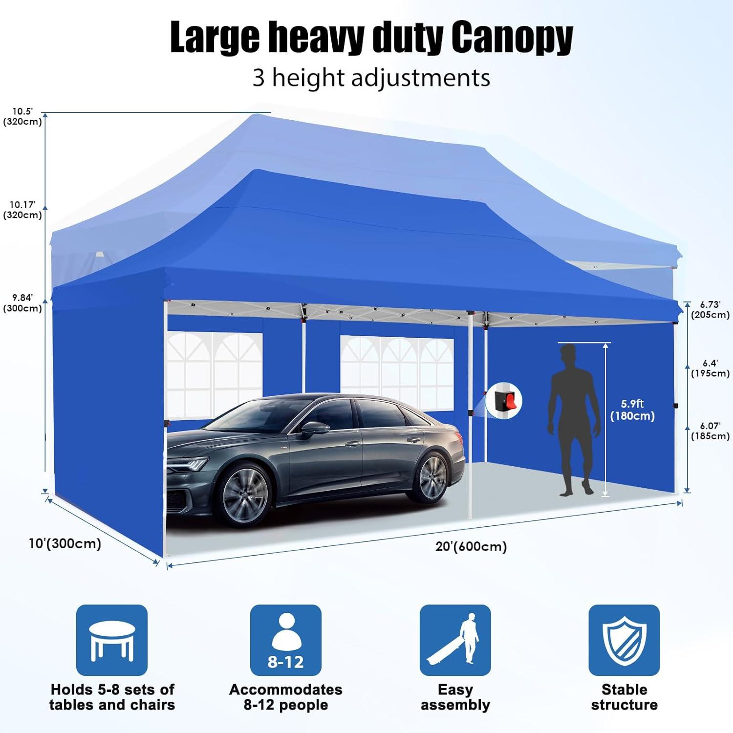 image:imageCOBIZI Canopy Tent 10x30 Pop Up Canopy with 8 Removable Sidewalls Party Tents for Parties Wedding Patio Commercial Waterproof and UV50 Ez Outdoor Instant Gazebo with Roller Bag amp 4 SandbagsWhiteBlue