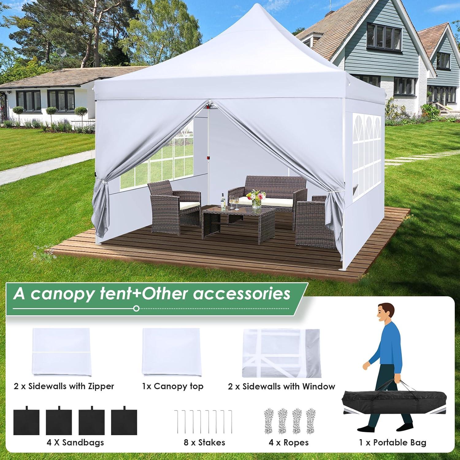 image:imageCOBIZI Canopy Tent 10x30 Pop Up Canopy with 8 Removable Sidewalls Party Tents for Parties Wedding Patio Commercial Waterproof and UV50 Ez Outdoor Instant Gazebo with Roller Bag amp 4 SandbagsWhiteWhite