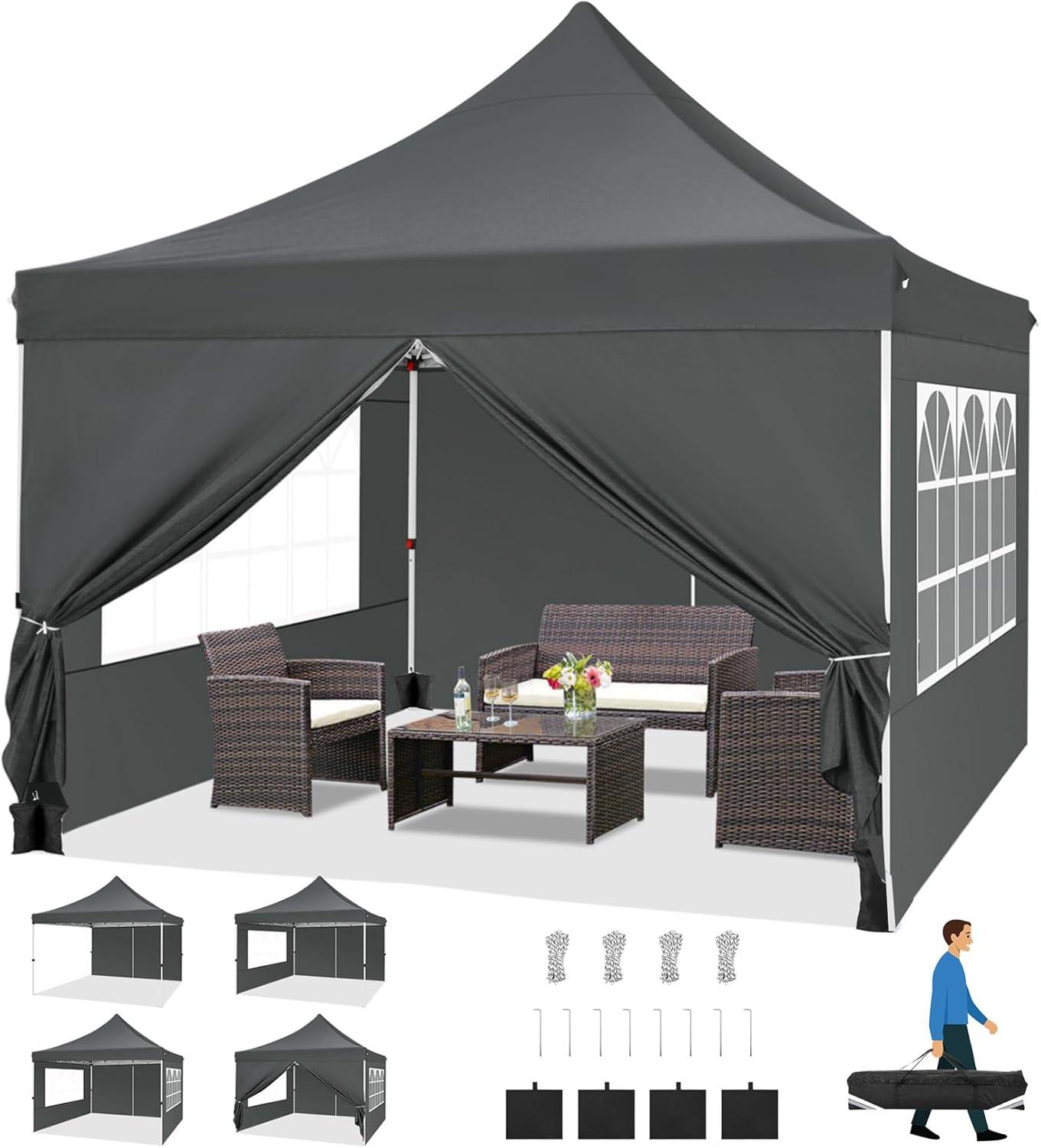 image:imageCOBIZI Canopy Tent 10x30 Pop Up Canopy with 8 Removable Sidewalls Party Tents for Parties Wedding Patio Commercial Waterproof and UV50 Ez Outdoor Instant Gazebo with Roller Bag amp 4 SandbagsWhiteGray