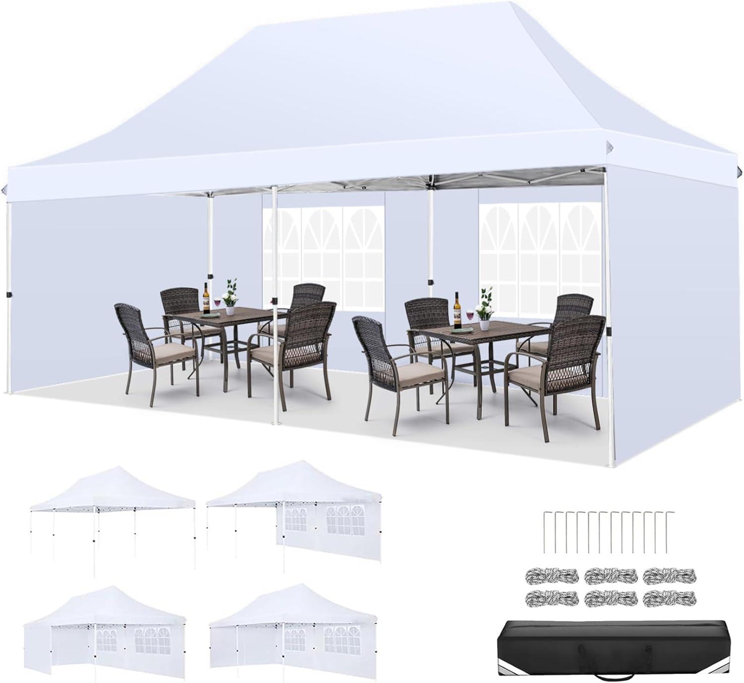 image:imageCOBIZI Canopy Tent 10x30 Pop Up Canopy with 8 Removable Sidewalls Party Tents for Parties Wedding Patio Commercial Waterproof and UV50 Ez Outdoor Instant Gazebo with Roller Bag amp 4 SandbagsWhiteWhite