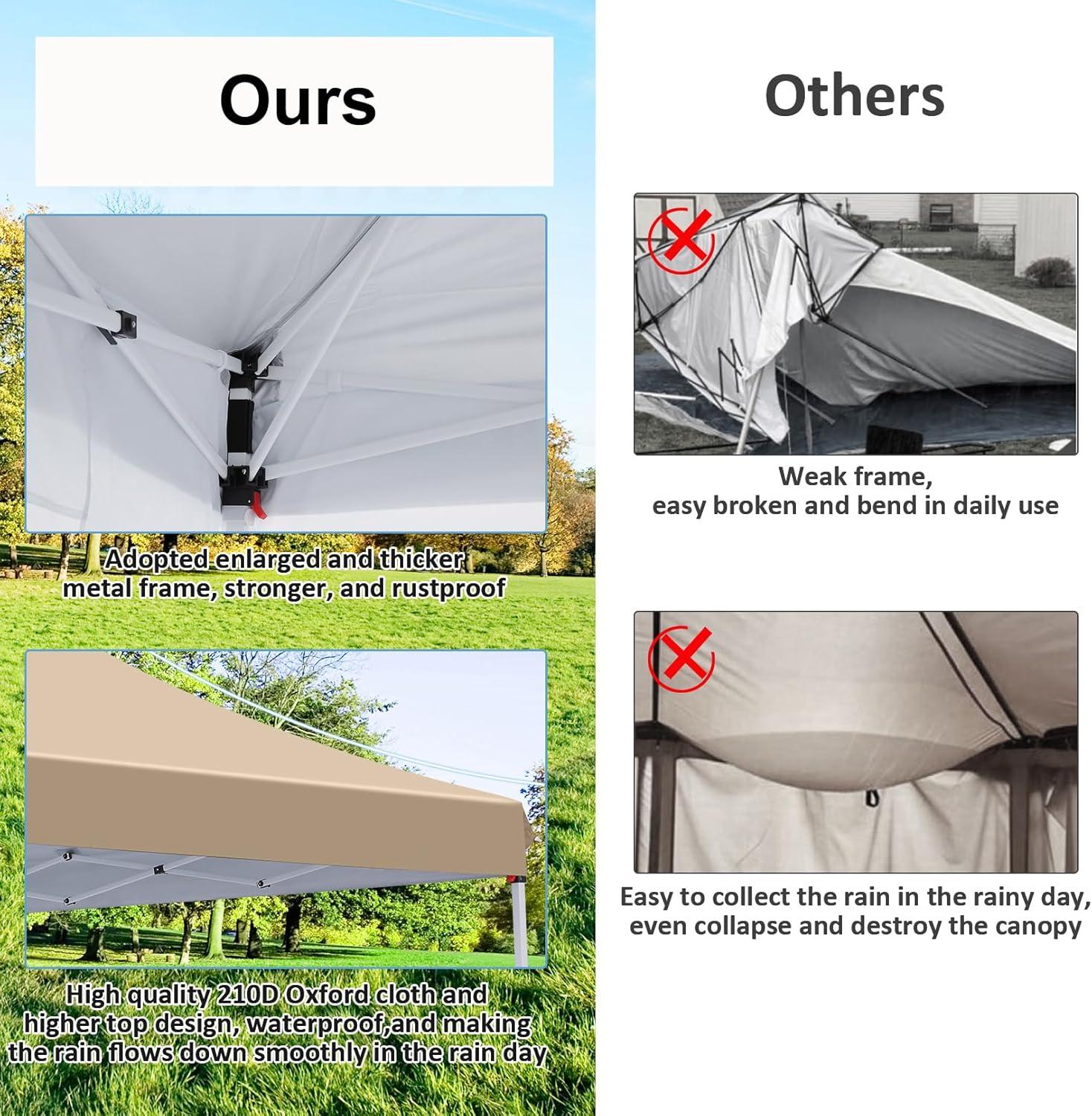 image:imageCOBIZI Canopy Tent 10x30 Pop Up Canopy with 8 Removable Sidewalls Party Tents for Parties Wedding Patio Commercial Waterproof and UV50 Ez Outdoor Instant Gazebo with Roller Bag amp 4 SandbagsWhiteKhaki