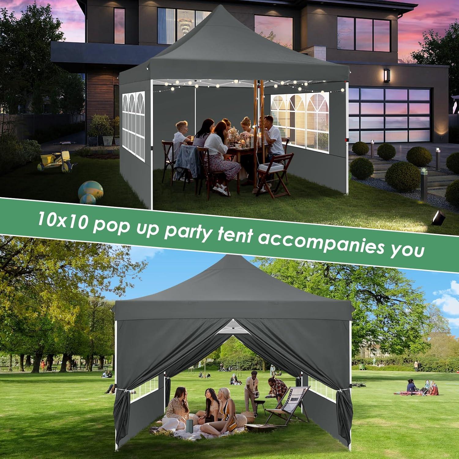 image:imageCOBIZI Canopy Tent 10x30 Pop Up Canopy with 8 Removable Sidewalls Party Tents for Parties Wedding Patio Commercial Waterproof and UV50 Ez Outdoor Instant Gazebo with Roller Bag amp 4 SandbagsWhiteGray
