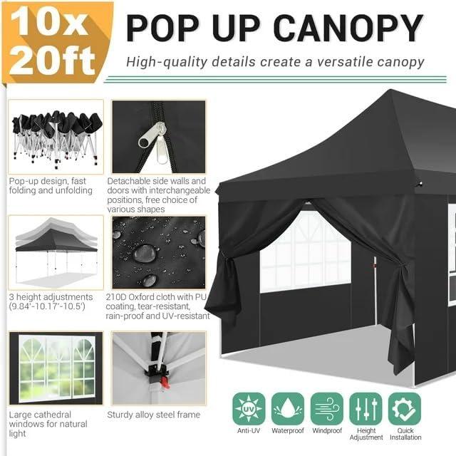 image:imageCOBIZI Canopy Tent 10x30 Pop Up Canopy with 8 Removable Sidewalls Party Tents for Parties Wedding Patio Commercial Waterproof and UV50 Ez Outdoor Instant Gazebo with Roller Bag amp 4 SandbagsWhiteBlack