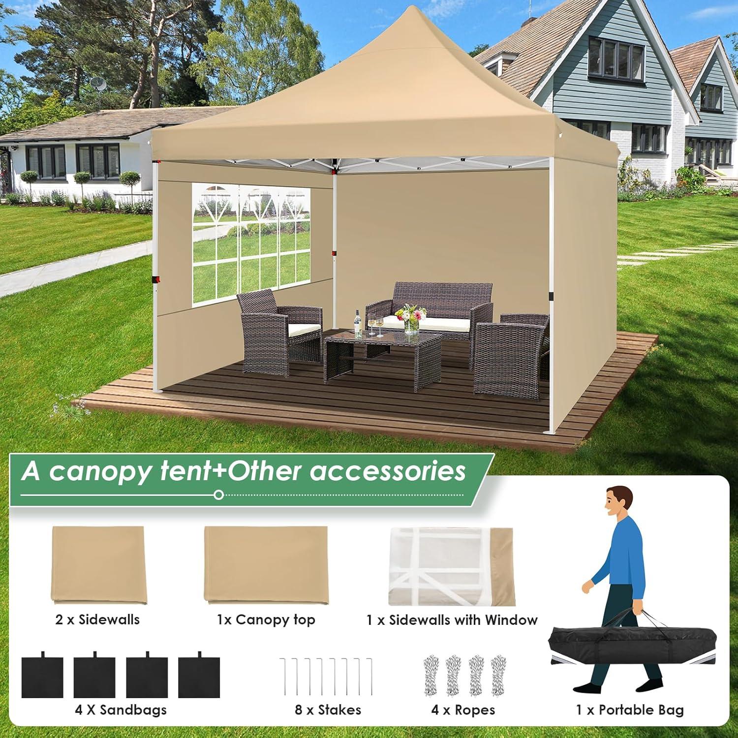 image:imageCOBIZI Canopy Tent 10x30 Pop Up Canopy with 8 Removable Sidewalls Party Tents for Parties Wedding Patio Commercial Waterproof and UV50 Ez Outdoor Instant Gazebo with Roller Bag amp 4 SandbagsWhiteClassic Khaki