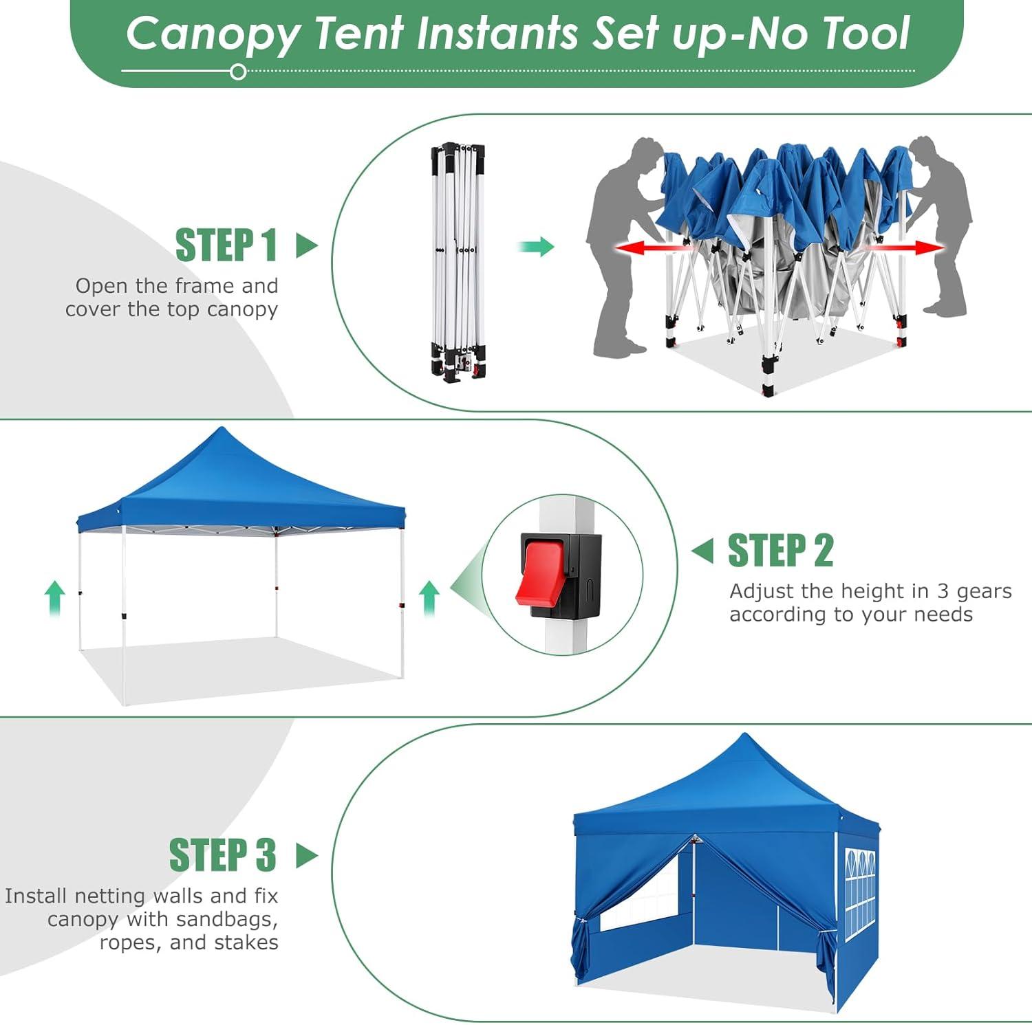 image:imageCOBIZI Canopy Tent 10x30 Pop Up Canopy with 8 Removable Sidewalls Party Tents for Parties Wedding Patio Commercial Waterproof and UV50 Ez Outdoor Instant Gazebo with Roller Bag amp 4 SandbagsWhiteBlue
