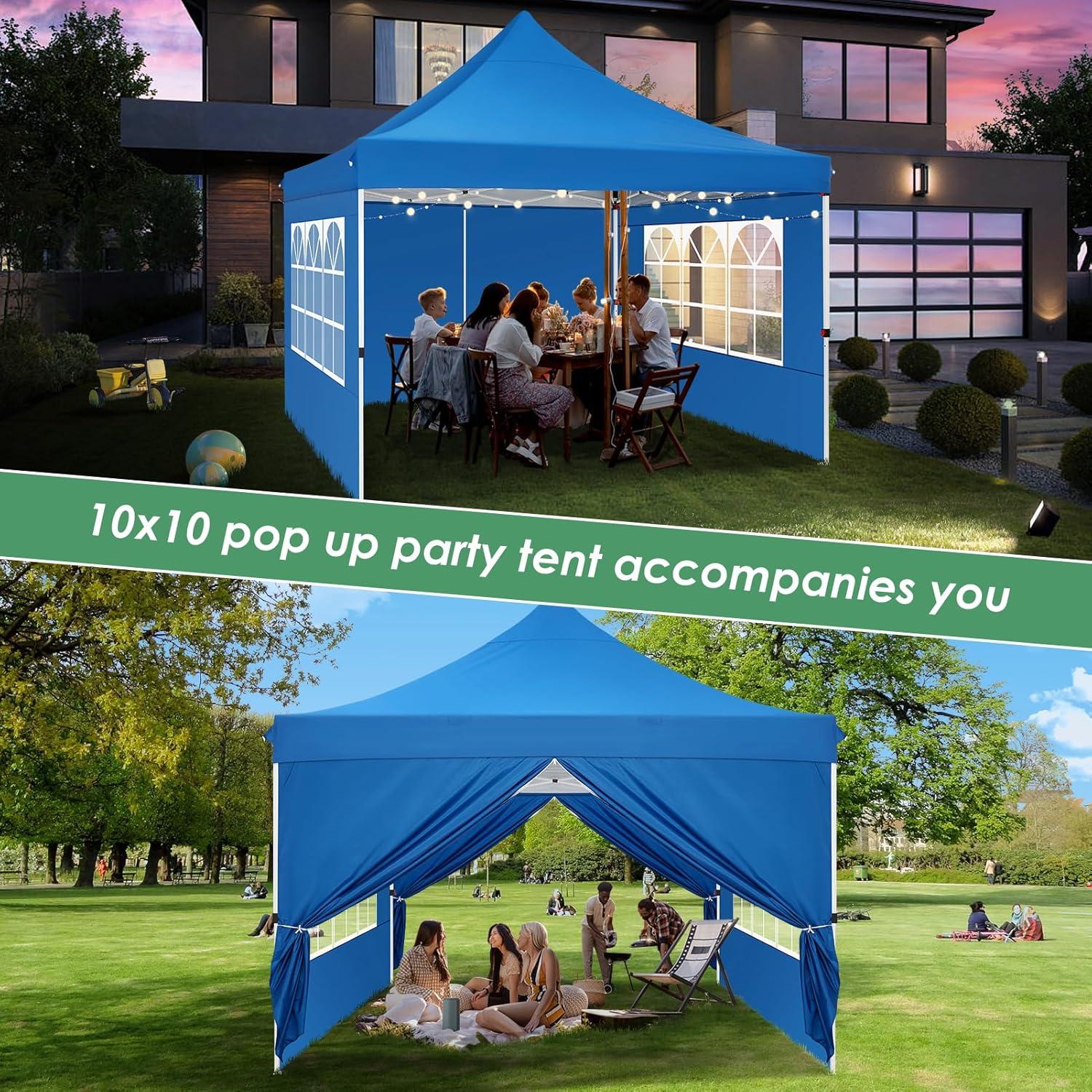 image:imageCOBIZI Canopy Tent 10x30 Pop Up Canopy with 8 Removable Sidewalls Party Tents for Parties Wedding Patio Commercial Waterproof and UV50 Ez Outdoor Instant Gazebo with Roller Bag amp 4 SandbagsWhiteBlue