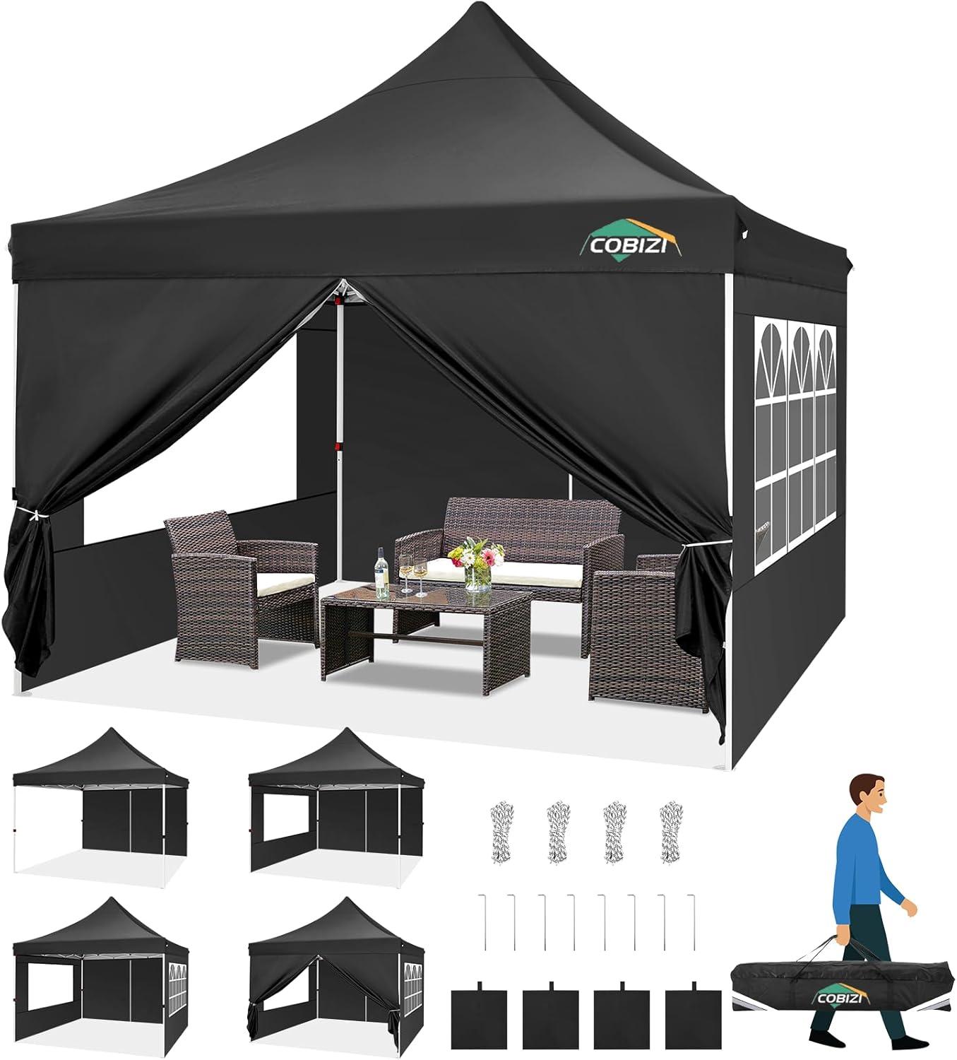 image:imageCOBIZI Canopy Tent 10x30 Pop Up Canopy with 8 Removable Sidewalls Party Tents for Parties Wedding Patio Commercial Waterproof and UV50 Ez Outdoor Instant Gazebo with Roller Bag amp 4 SandbagsWhiteBlack