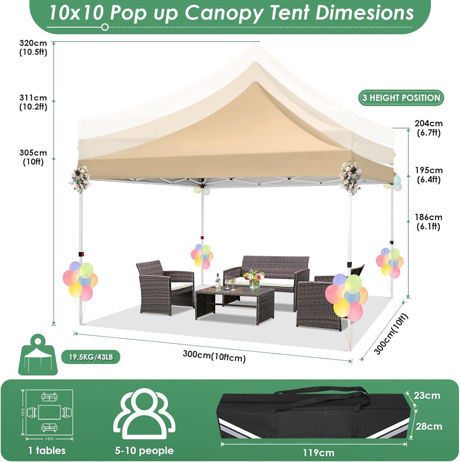 image:imageCOBIZI Canopy Tent 10x30 Pop Up Canopy with 8 Removable Sidewalls Party Tents for Parties Wedding Patio Commercial Waterproof and UV50 Ez Outdoor Instant Gazebo with Roller Bag amp 4 SandbagsWhiteClassic Khaki