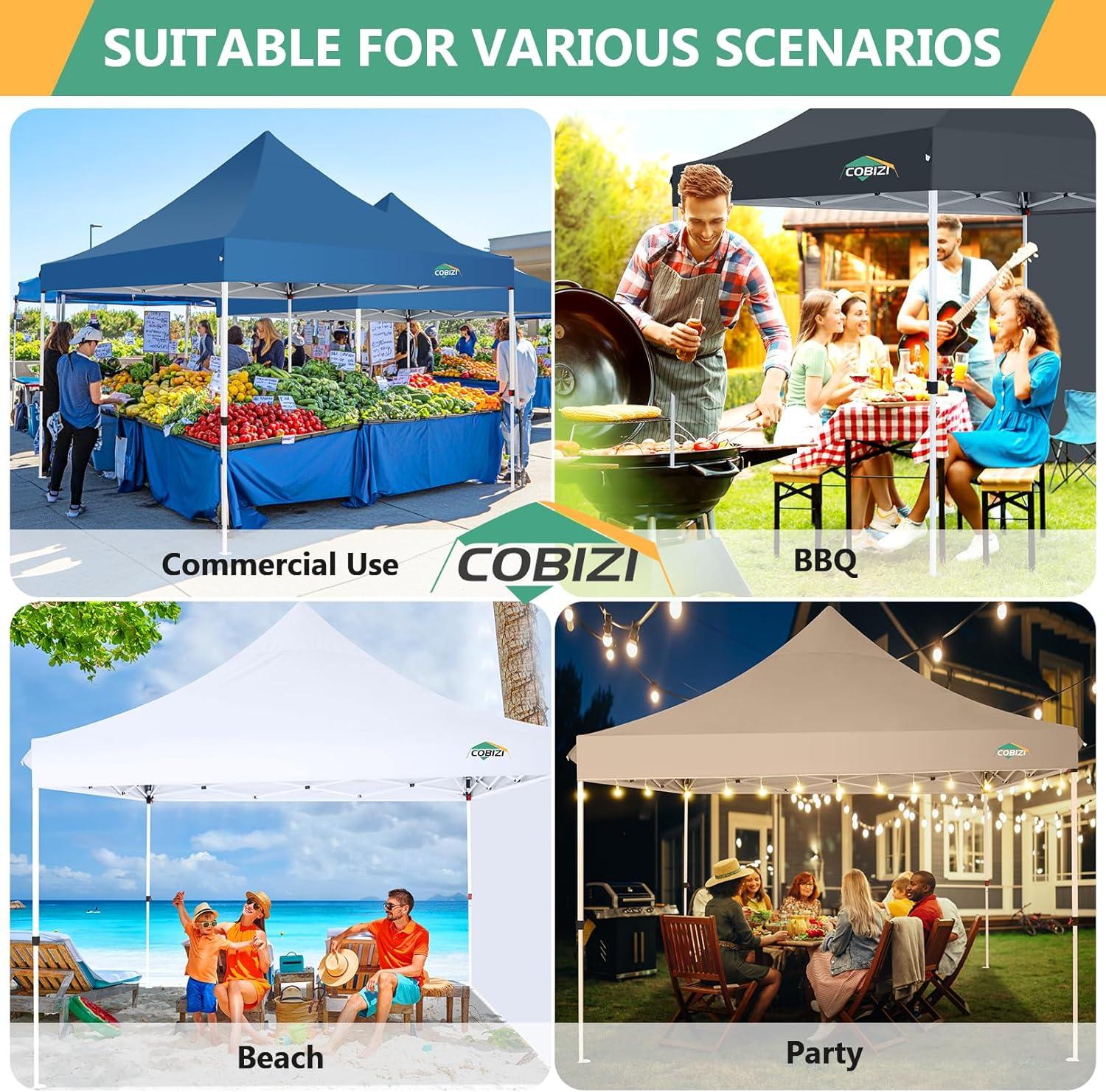 image:imageCOBIZI Canopy Tent 10x30 Pop Up Canopy with 8 Removable Sidewalls Party Tents for Parties Wedding Patio Commercial Waterproof and UV50 Ez Outdoor Instant Gazebo with Roller Bag amp 4 SandbagsWhiteDark Blue