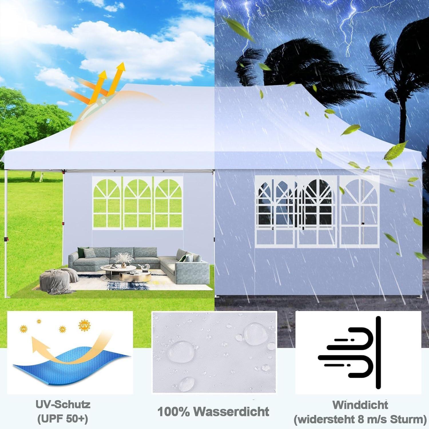 image:imageCOBIZI Canopy Tent 10x30 Pop Up Canopy with 8 Removable Sidewalls Party Tents for Parties Wedding Patio Commercial Waterproof and UV50 Ez Outdoor Instant Gazebo with Roller Bag amp 4 SandbagsWhiteWhite