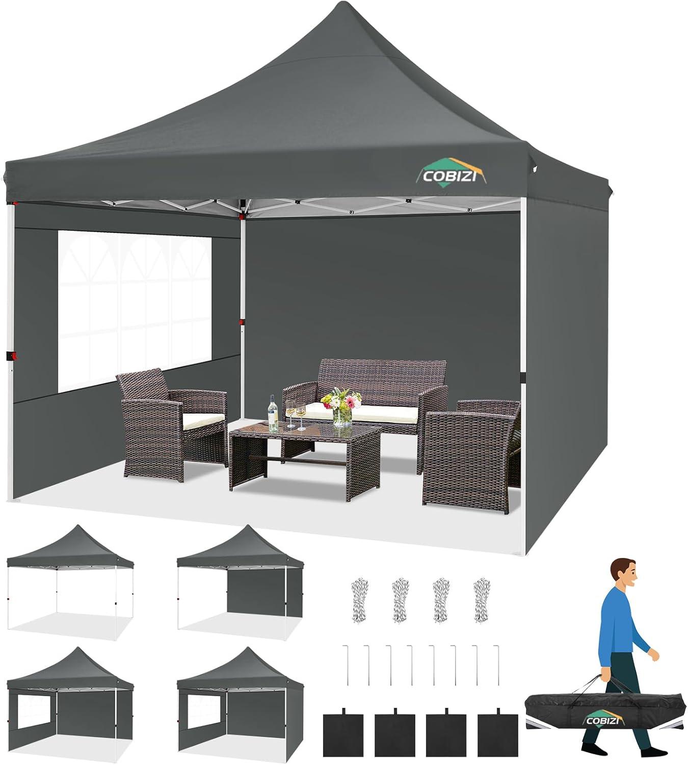 image:imageCOBIZI Canopy Tent 10x30 Pop Up Canopy with 8 Removable Sidewalls Party Tents for Parties Wedding Patio Commercial Waterproof and UV50 Ez Outdoor Instant Gazebo with Roller Bag amp 4 SandbagsWhiteBlack