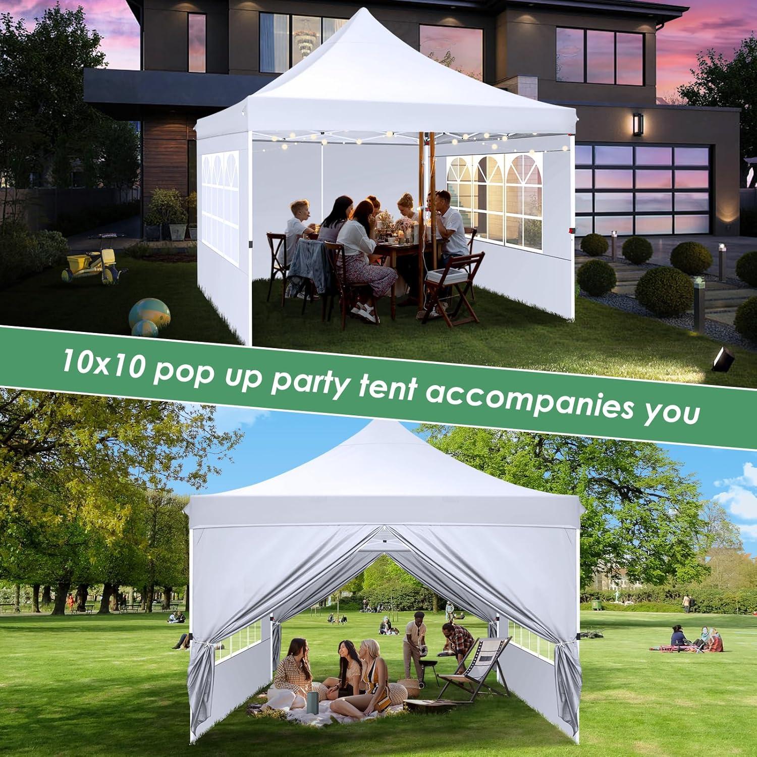 image:imageCOBIZI Canopy Tent 10x30 Pop Up Canopy with 8 Removable Sidewalls Party Tents for Parties Wedding Patio Commercial Waterproof and UV50 Ez Outdoor Instant Gazebo with Roller Bag amp 4 SandbagsWhiteWhite