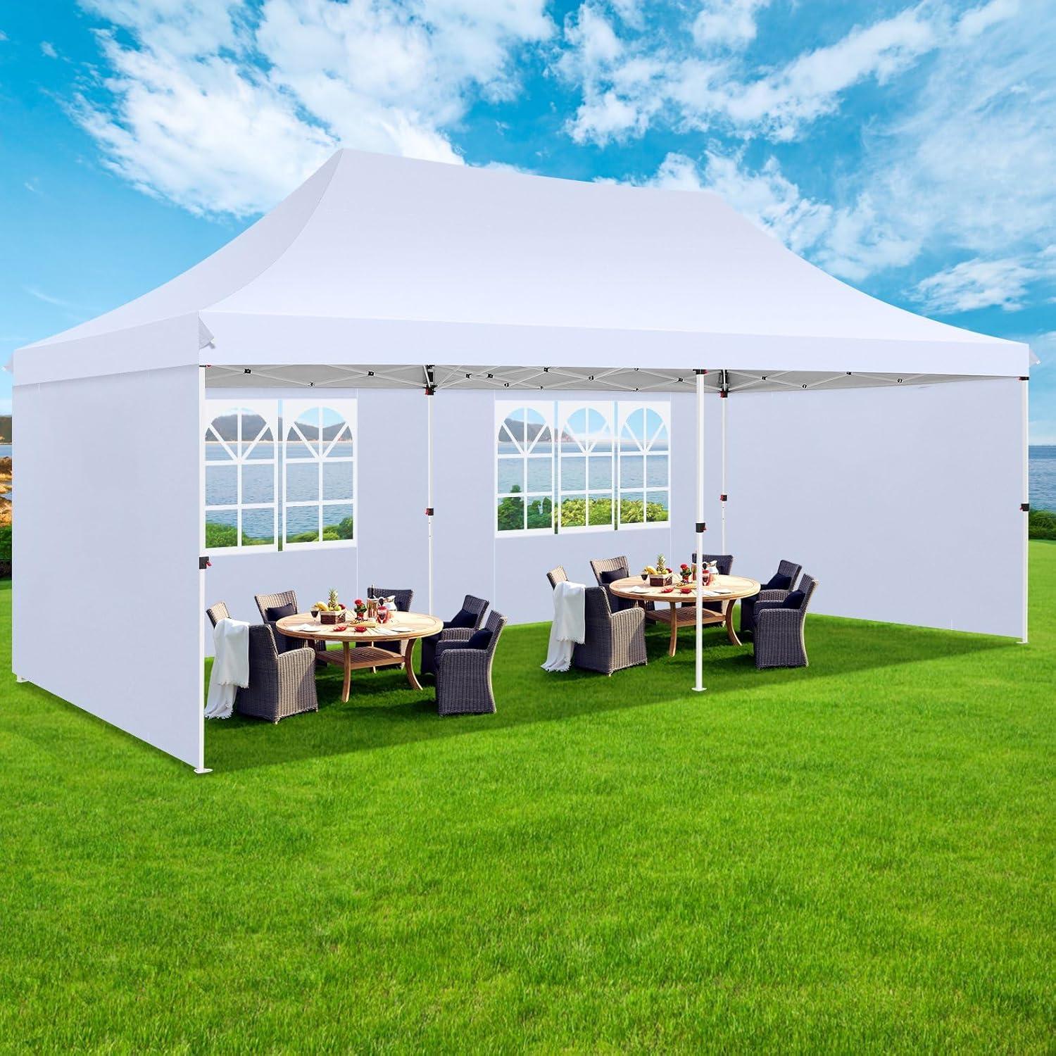 image:imageCOBIZI Canopy Tent 10x30 Pop Up Canopy with 8 Removable Sidewalls Party Tents for Parties Wedding Patio Commercial Waterproof and UV50 Ez Outdoor Instant Gazebo with Roller Bag amp 4 SandbagsWhiteWhite