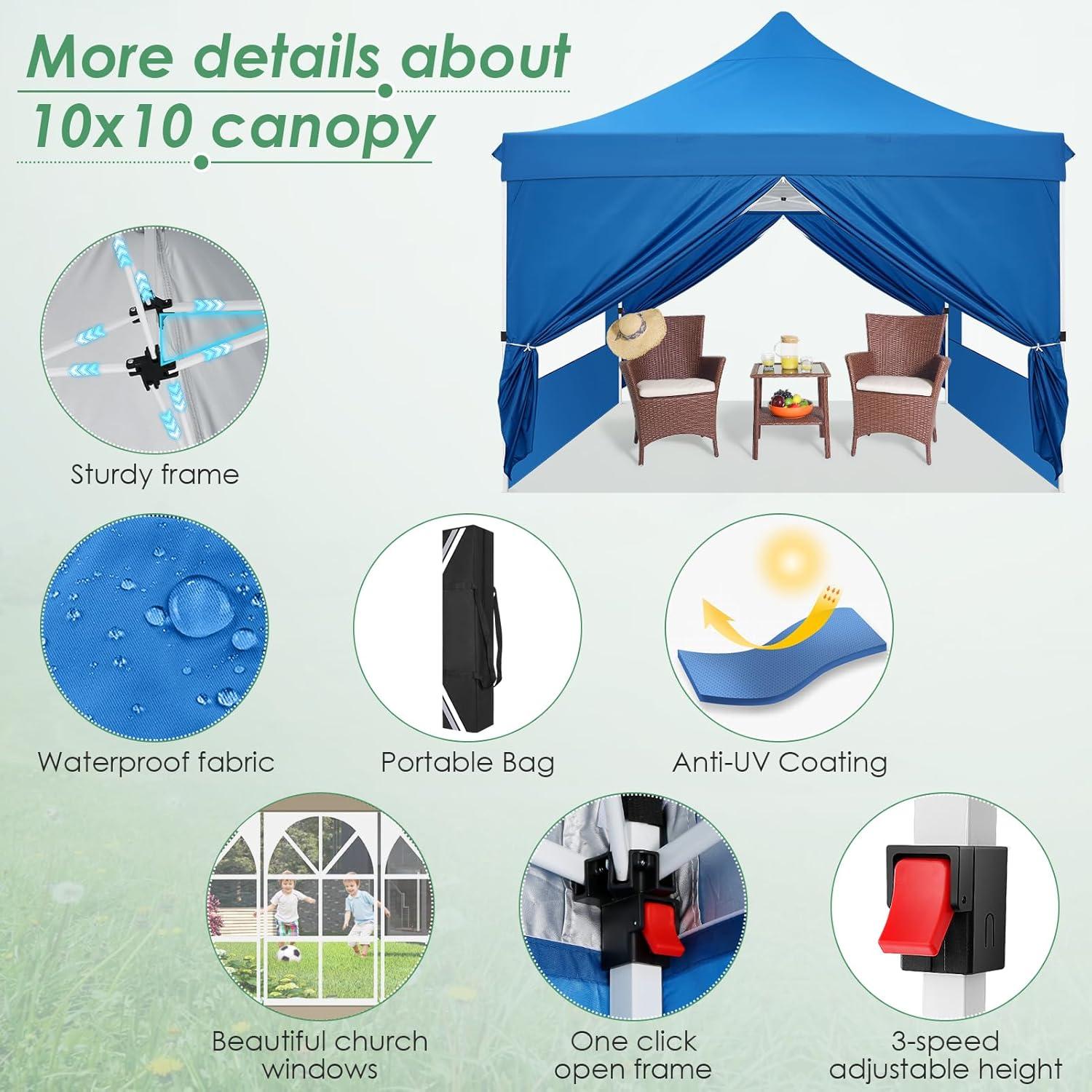 image:imageCOBIZI Canopy Tent 10x30 Pop Up Canopy with 8 Removable Sidewalls Party Tents for Parties Wedding Patio Commercial Waterproof and UV50 Ez Outdoor Instant Gazebo with Roller Bag amp 4 SandbagsWhiteBlue