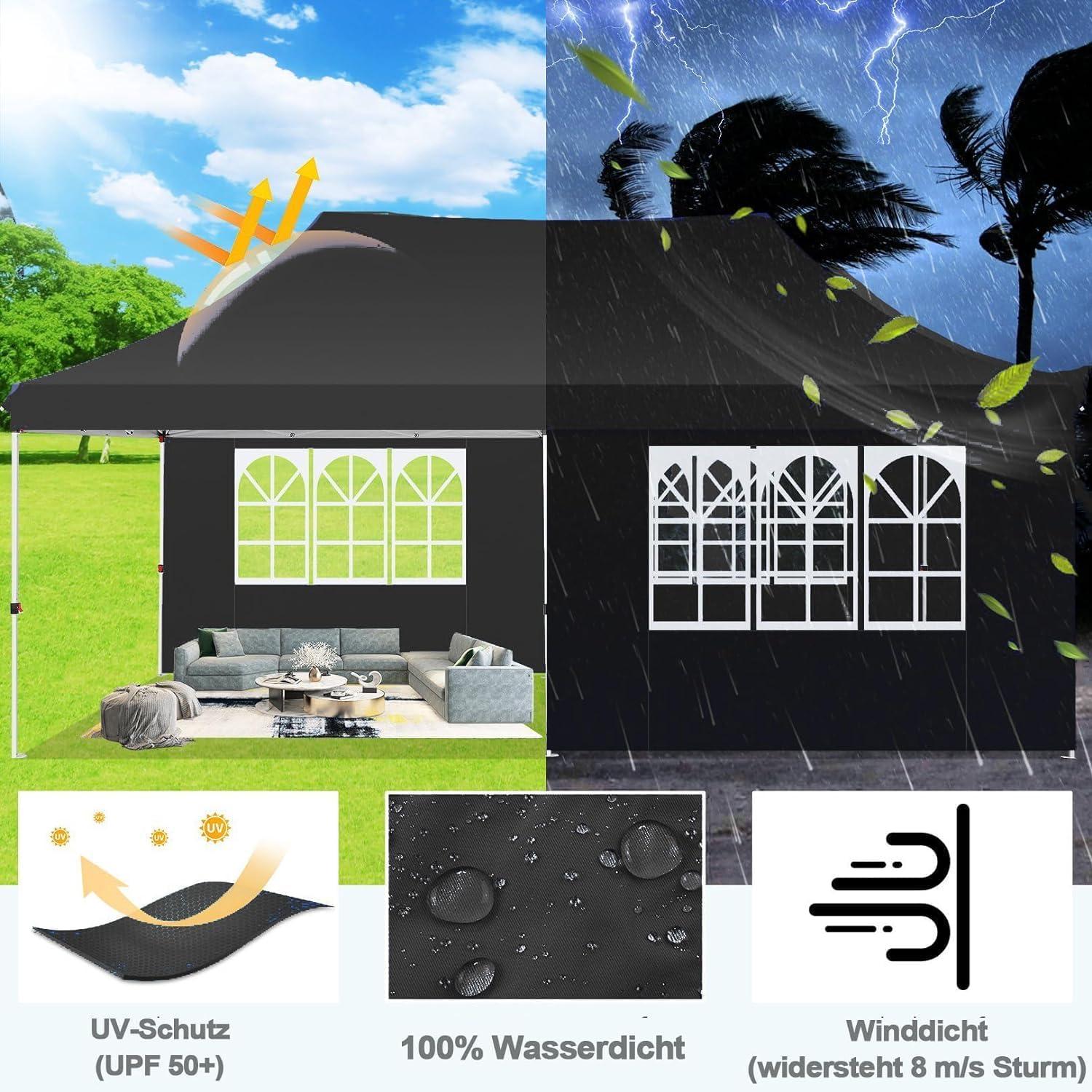 image:imageCOBIZI Canopy Tent 10x30 Pop Up Canopy with 8 Removable Sidewalls Party Tents for Parties Wedding Patio Commercial Waterproof and UV50 Ez Outdoor Instant Gazebo with Roller Bag amp 4 SandbagsWhiteBlack