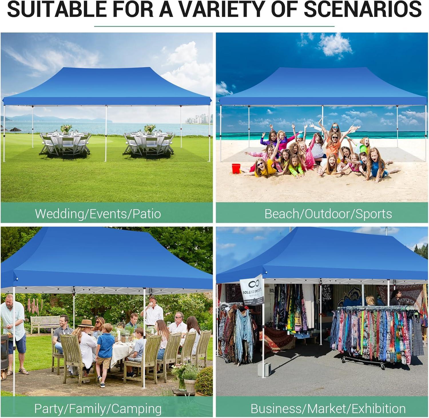image:imageCOBIZI Canopy Tent 10x30 Pop Up Canopy with 8 Removable Sidewalls Party Tents for Parties Wedding Patio Commercial Waterproof and UV50 Ez Outdoor Instant Gazebo with Roller Bag amp 4 SandbagsWhiteBlue