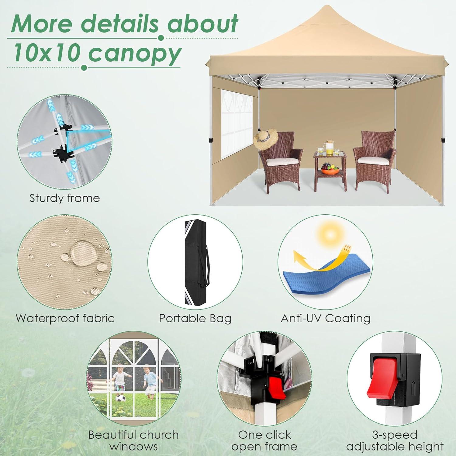 image:imageCOBIZI Canopy Tent 10x30 Pop Up Canopy with 8 Removable Sidewalls Party Tents for Parties Wedding Patio Commercial Waterproof and UV50 Ez Outdoor Instant Gazebo with Roller Bag amp 4 SandbagsWhiteClassic Khaki
