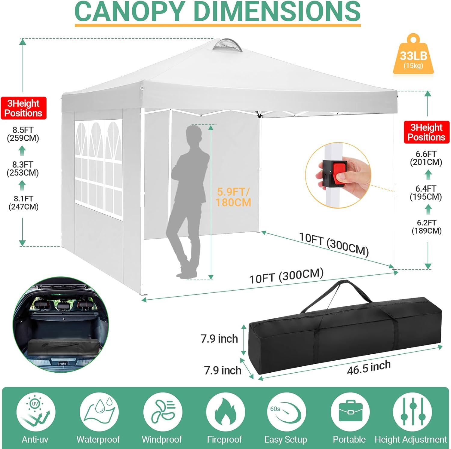 image:imageCOBIZI Canopy Tent 10x30 Pop Up Canopy with 8 Removable Sidewalls Party Tents for Parties Wedding Patio Commercial Waterproof and UV50 Ez Outdoor Instant Gazebo with Roller Bag amp 4 SandbagsWhitePure White