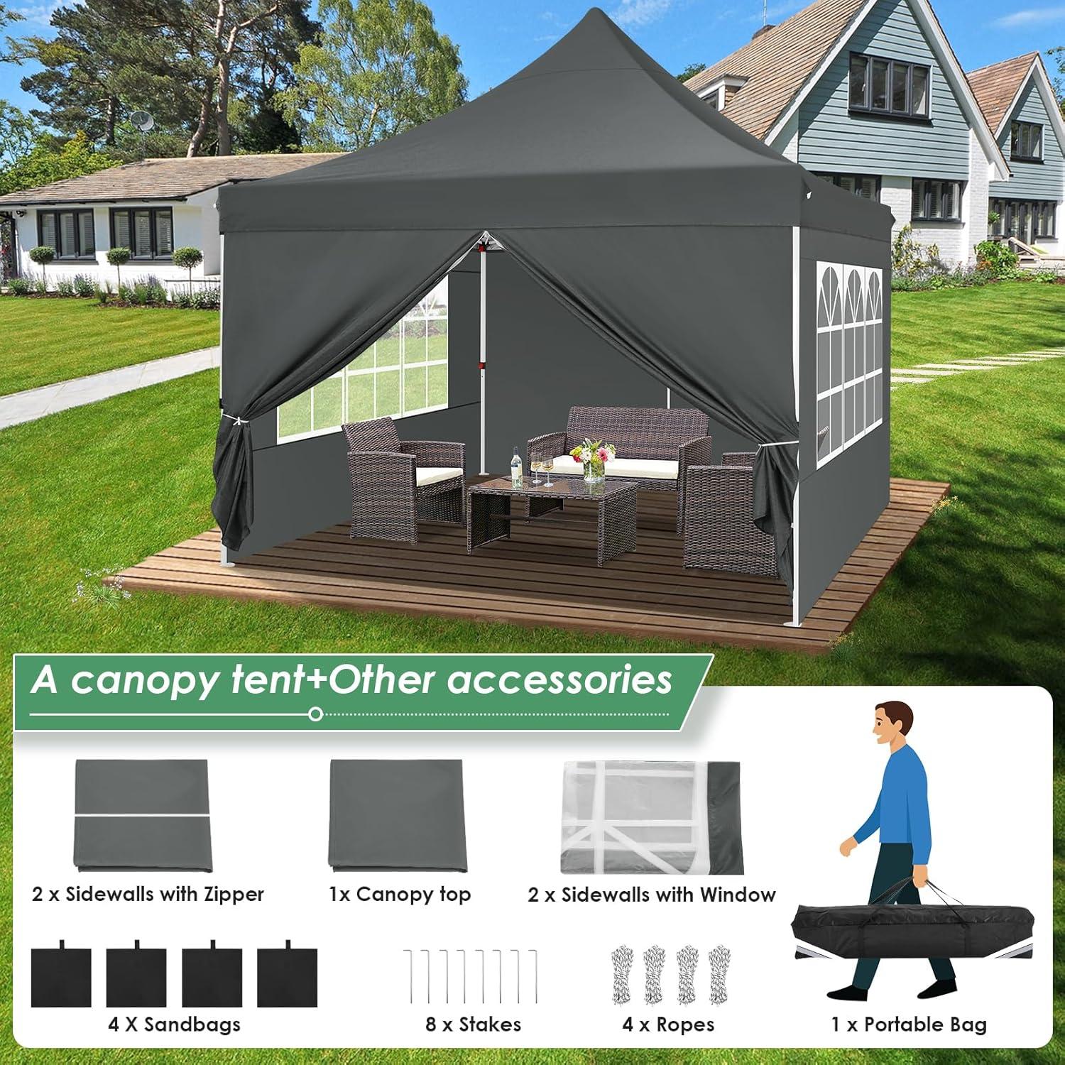 image:imageCOBIZI Canopy Tent 10x30 Pop Up Canopy with 8 Removable Sidewalls Party Tents for Parties Wedding Patio Commercial Waterproof and UV50 Ez Outdoor Instant Gazebo with Roller Bag amp 4 SandbagsWhiteGray