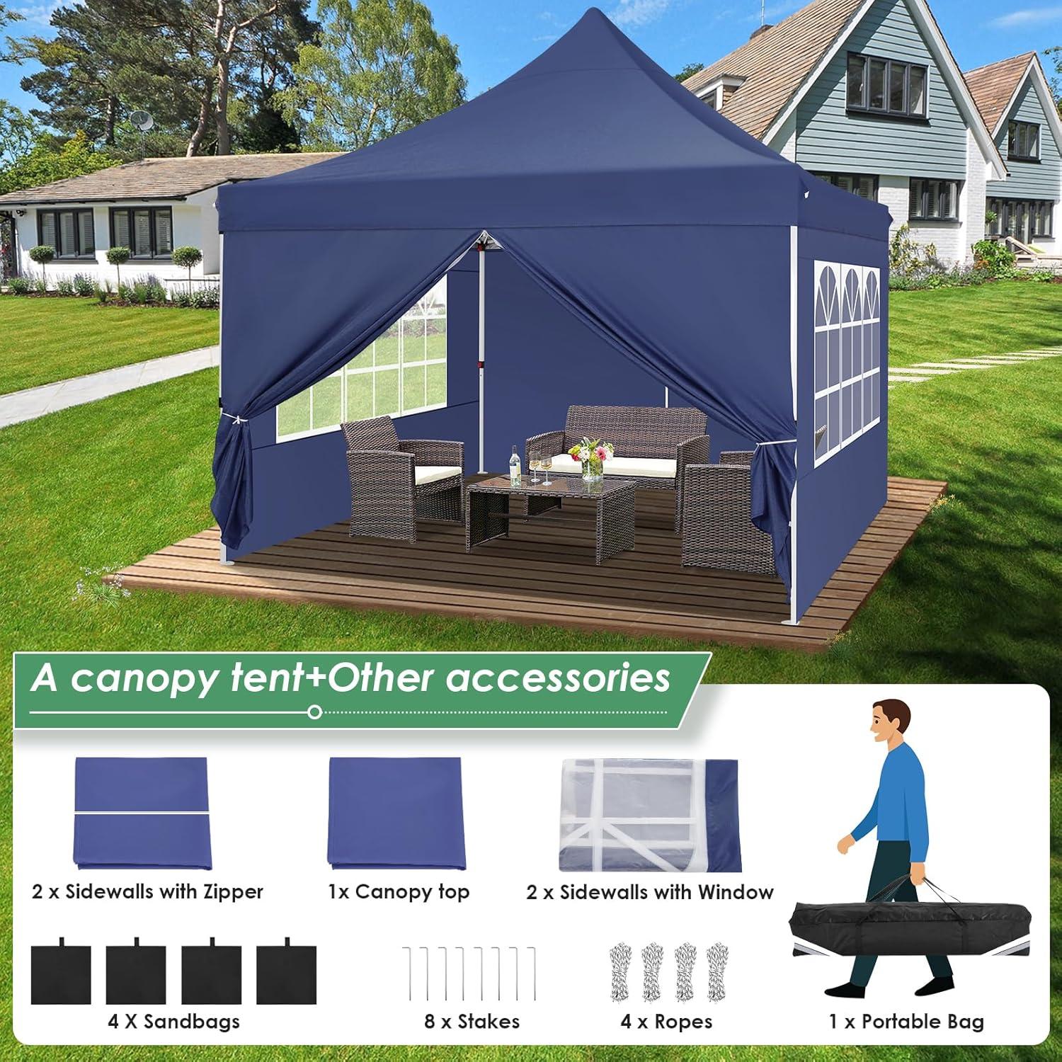 image:imageCOBIZI Canopy Tent 10x30 Pop Up Canopy with 8 Removable Sidewalls Party Tents for Parties Wedding Patio Commercial Waterproof and UV50 Ez Outdoor Instant Gazebo with Roller Bag amp 4 SandbagsWhiteDark Blue