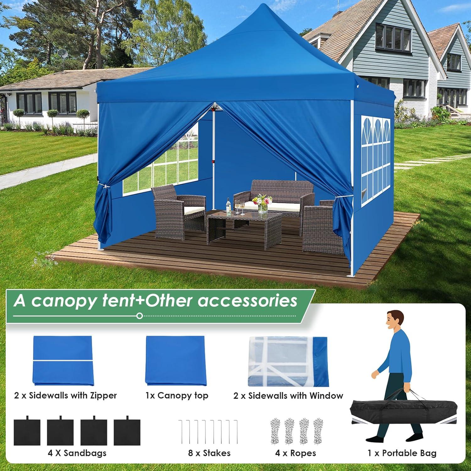 image:imageCOBIZI Canopy Tent 10x30 Pop Up Canopy with 8 Removable Sidewalls Party Tents for Parties Wedding Patio Commercial Waterproof and UV50 Ez Outdoor Instant Gazebo with Roller Bag amp 4 SandbagsWhiteBlue