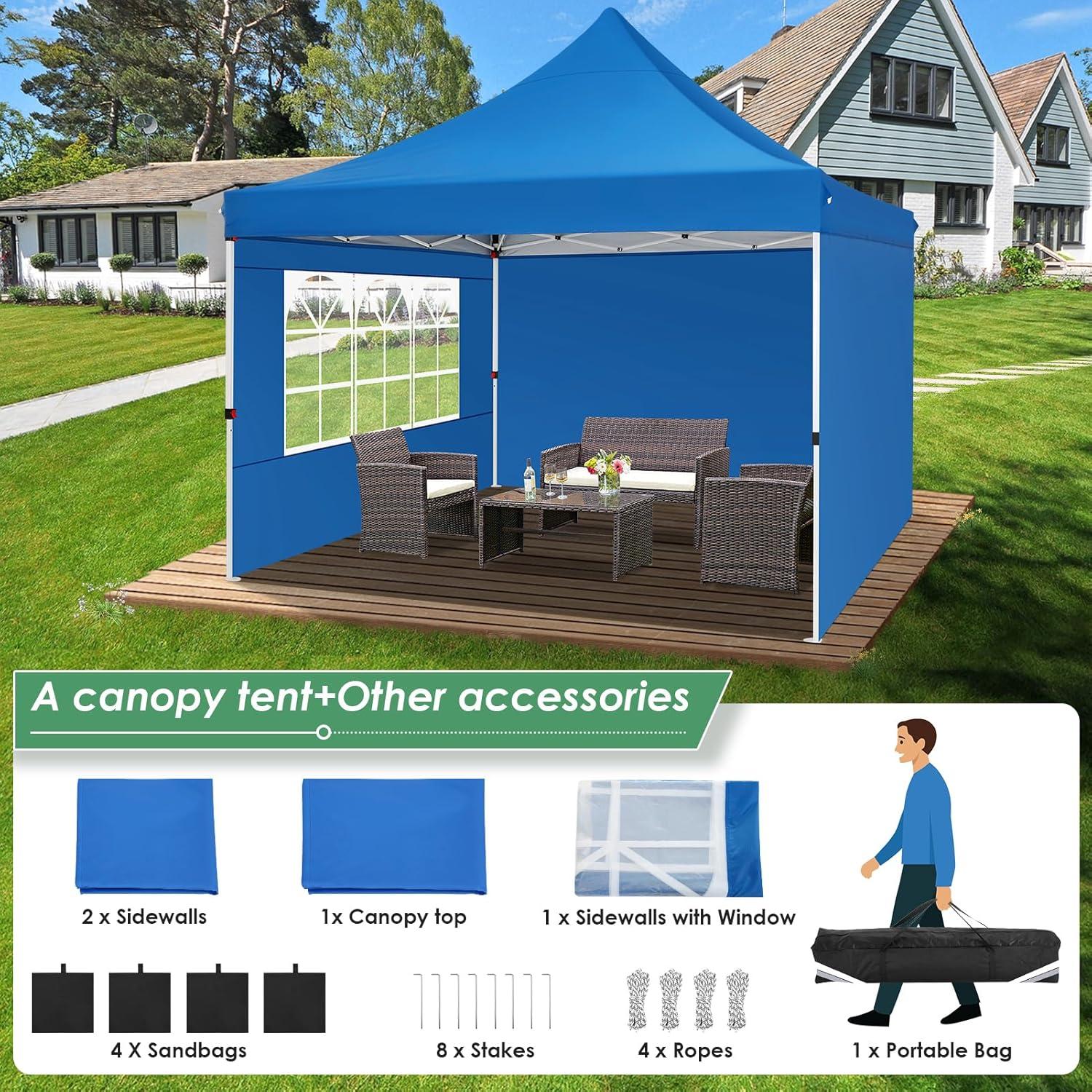 image:imageCOBIZI Canopy Tent 10x30 Pop Up Canopy with 8 Removable Sidewalls Party Tents for Parties Wedding Patio Commercial Waterproof and UV50 Ez Outdoor Instant Gazebo with Roller Bag amp 4 SandbagsWhiteBlue