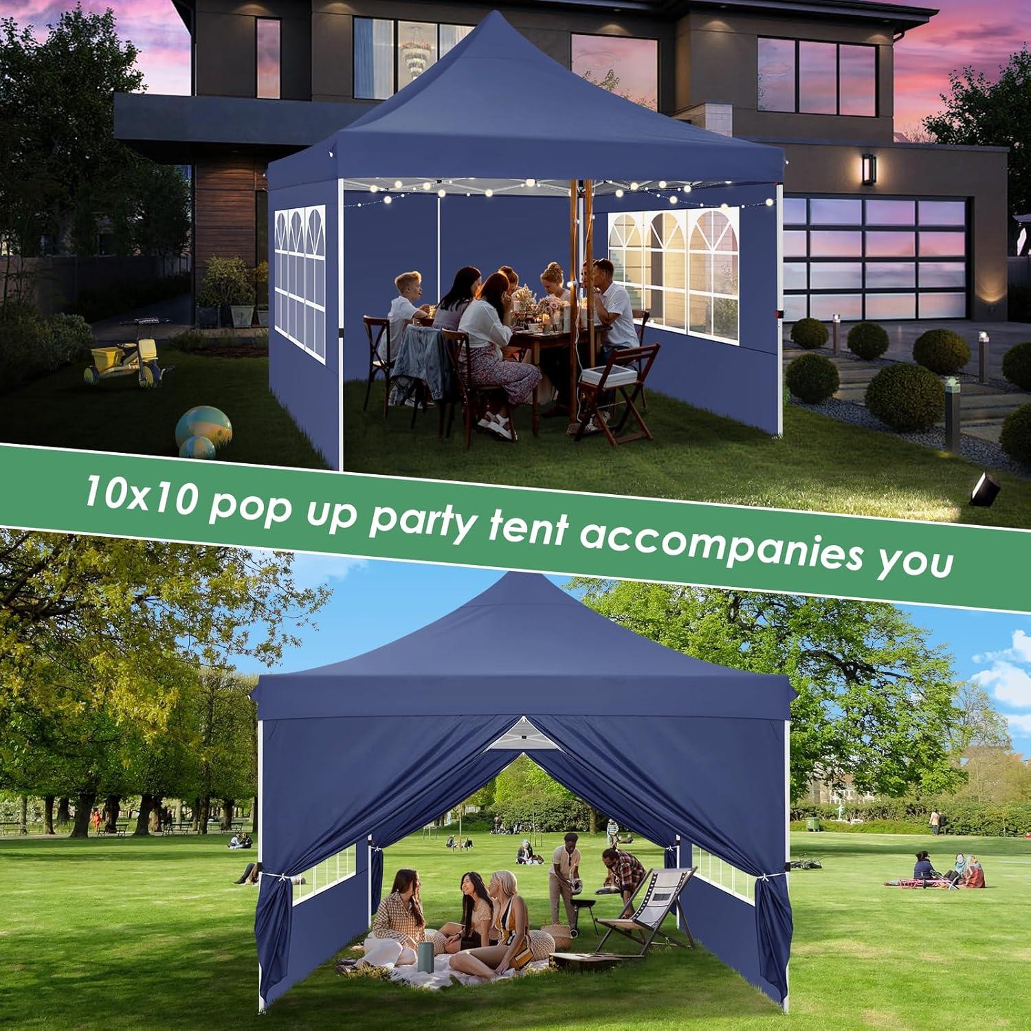 image:imageCOBIZI Canopy Tent 10x30 Pop Up Canopy with 8 Removable Sidewalls Party Tents for Parties Wedding Patio Commercial Waterproof and UV50 Ez Outdoor Instant Gazebo with Roller Bag amp 4 SandbagsWhiteDark Blue