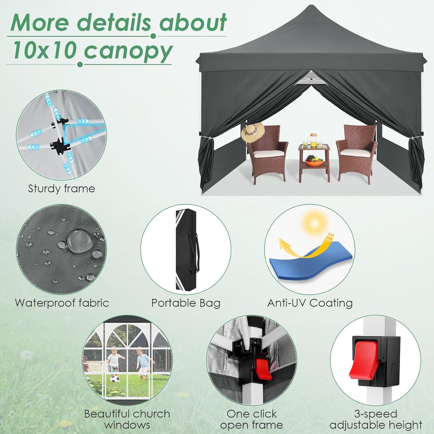 image:imageCOBIZI Canopy Tent 10x30 Pop Up Canopy with 8 Removable Sidewalls Party Tents for Parties Wedding Patio Commercial Waterproof and UV50 Ez Outdoor Instant Gazebo with Roller Bag amp 4 SandbagsWhiteGray