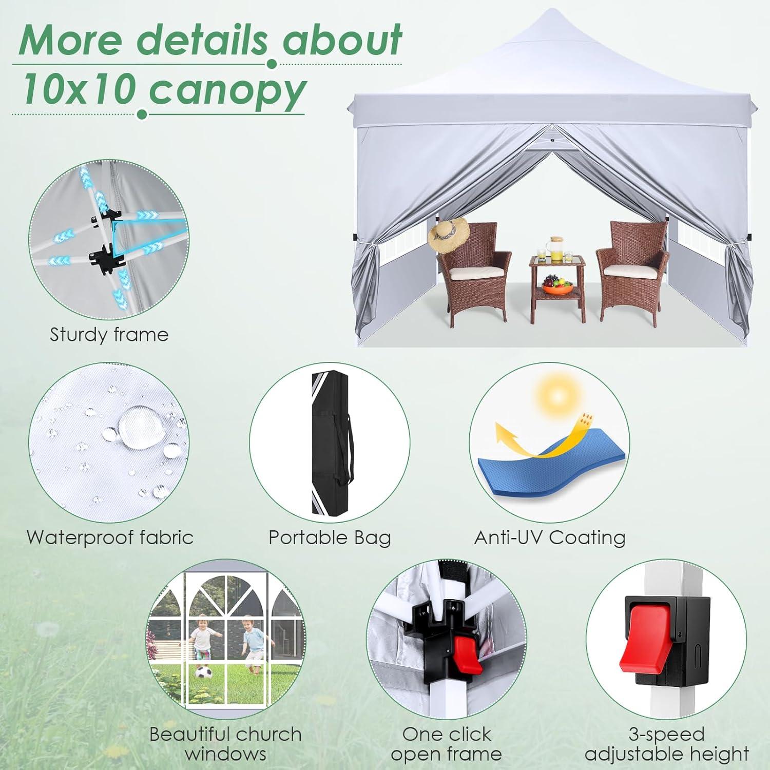 image:imageCOBIZI Canopy Tent 10x30 Pop Up Canopy with 8 Removable Sidewalls Party Tents for Parties Wedding Patio Commercial Waterproof and UV50 Ez Outdoor Instant Gazebo with Roller Bag amp 4 SandbagsWhiteWhite