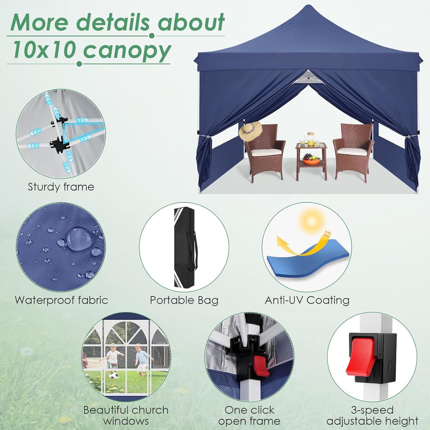 image:imageCOBIZI Canopy Tent 10x30 Pop Up Canopy with 8 Removable Sidewalls Party Tents for Parties Wedding Patio Commercial Waterproof and UV50 Ez Outdoor Instant Gazebo with Roller Bag amp 4 SandbagsWhiteDark Blue