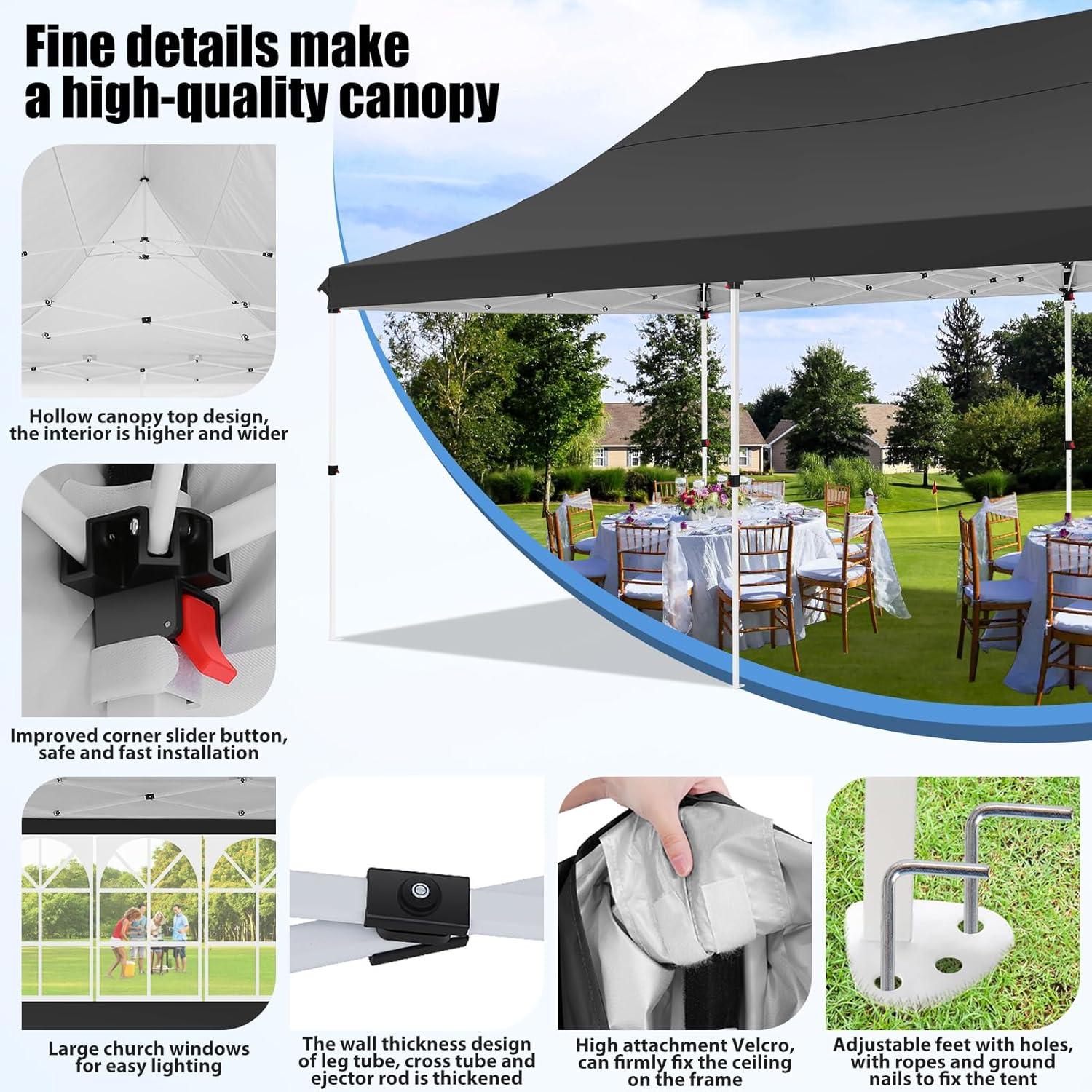 image:imageCOBIZI Canopy Tent 10x30 Pop Up Canopy with 8 Removable Sidewalls Party Tents for Parties Wedding Patio Commercial Waterproof and UV50 Ez Outdoor Instant Gazebo with Roller Bag amp 4 SandbagsWhiteBlack
