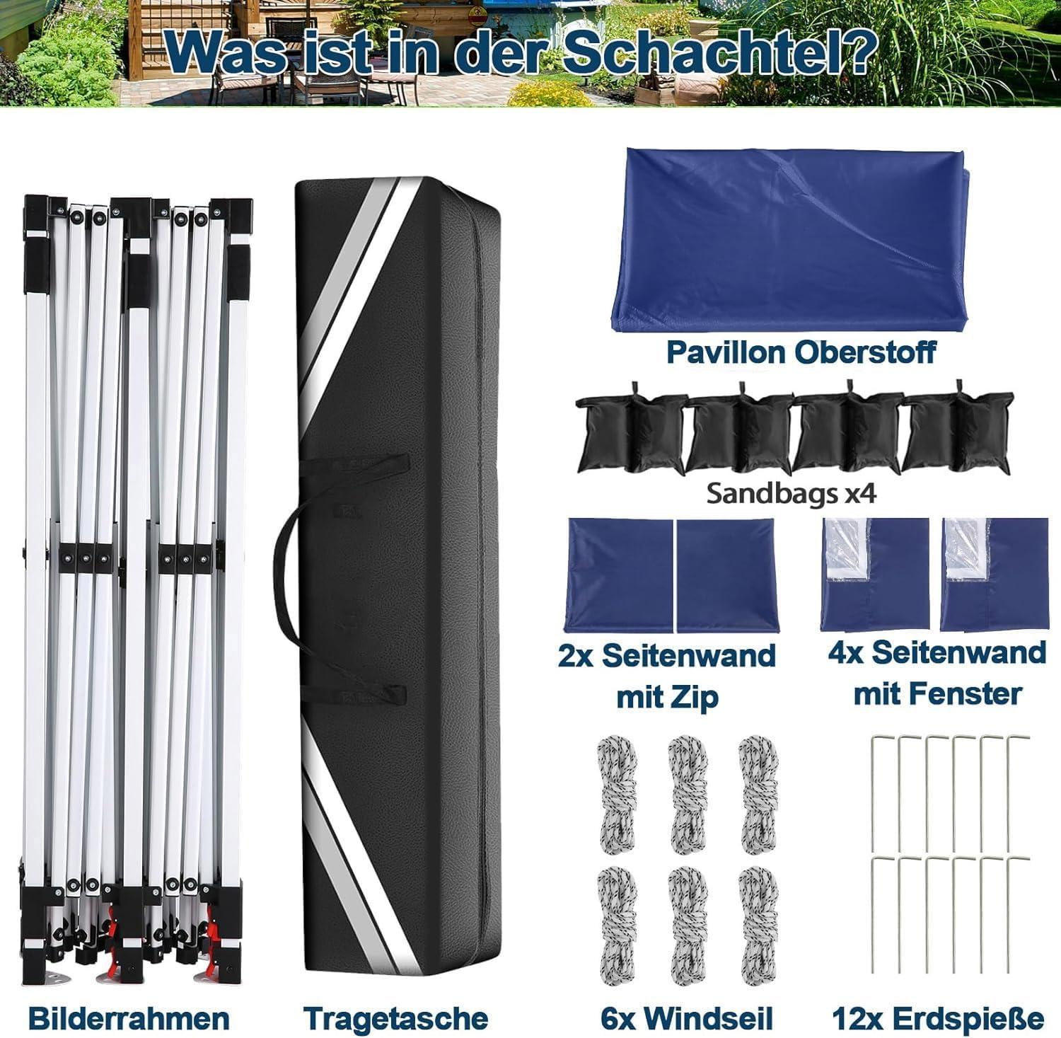 image:imageCOBIZI Canopy Tent 10x30 Pop Up Canopy with 8 Removable Sidewalls Party Tents for Parties Wedding Patio Commercial Waterproof and UV50 Ez Outdoor Instant Gazebo with Roller Bag amp 4 SandbagsWhiteNavy Blue