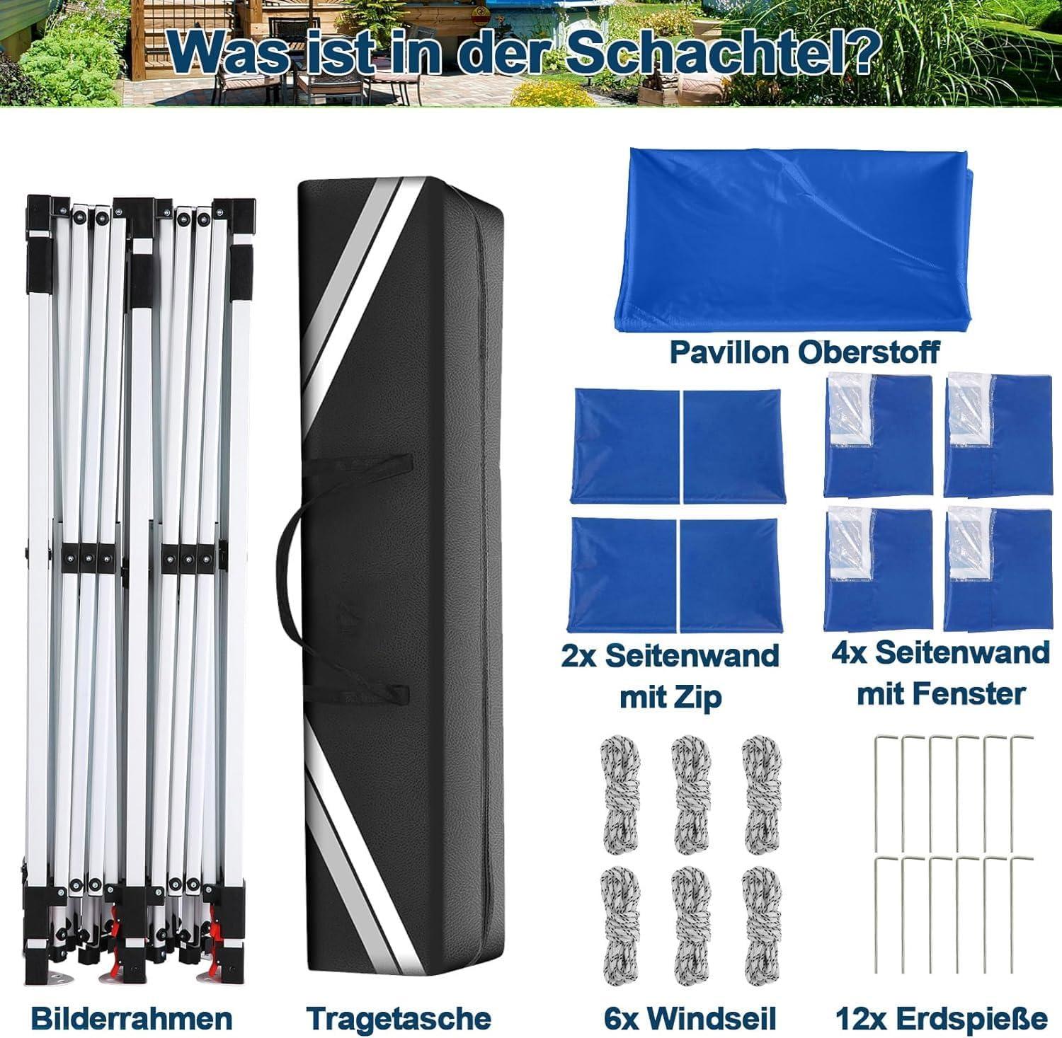 image:imageCOBIZI Canopy Tent 10x30 Pop Up Canopy with 8 Removable Sidewalls Party Tents for Parties Wedding Patio Commercial Waterproof and UV50 Ez Outdoor Instant Gazebo with Roller Bag amp 4 SandbagsWhiteOcean Blue