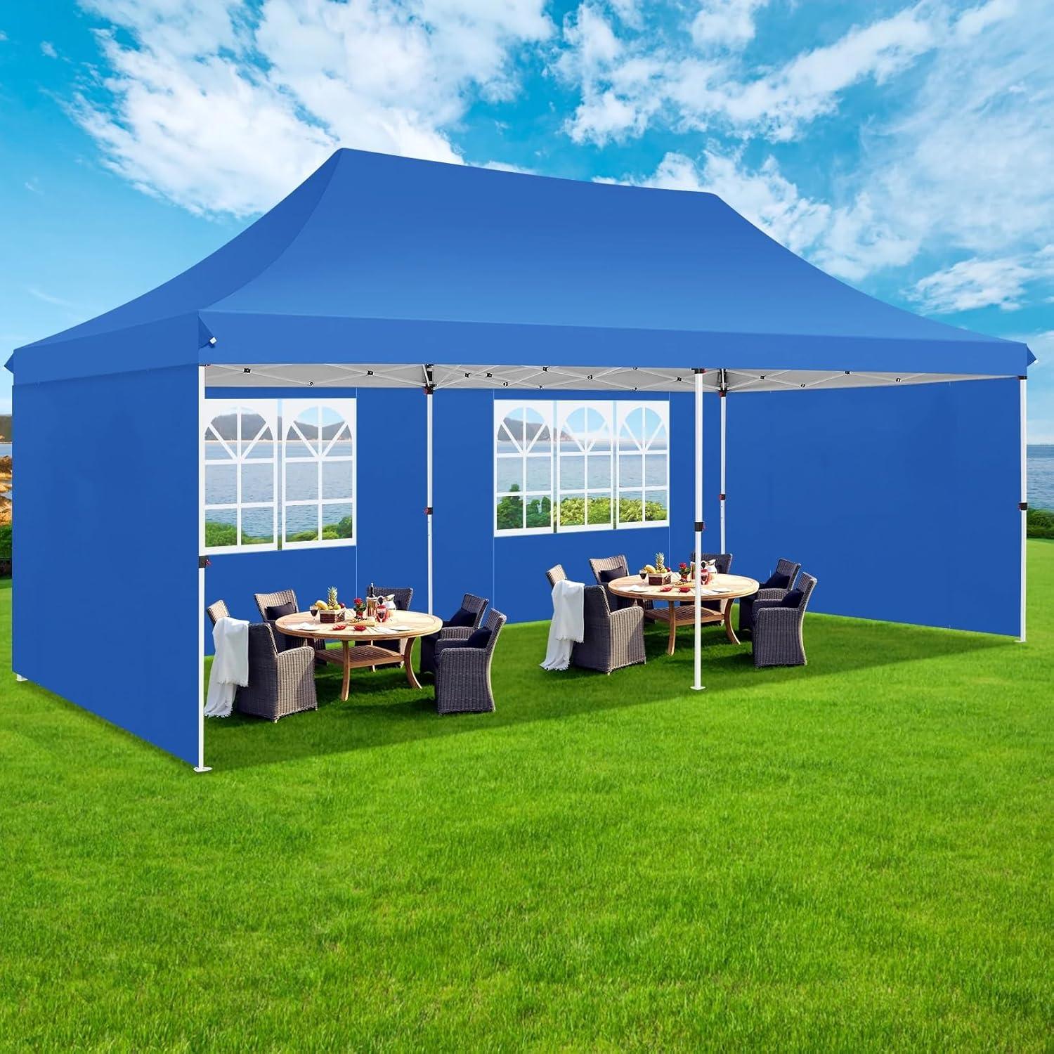 image:imageCOBIZI Canopy Tent 10x30 Pop Up Canopy with 8 Removable Sidewalls Party Tents for Parties Wedding Patio Commercial Waterproof and UV50 Ez Outdoor Instant Gazebo with Roller Bag amp 4 SandbagsWhiteBlue